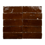 Handmade Moroccan Zellige 2x6 Chocolate Brown Bejmat Terracotta Tile - Cemento Collection