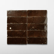 Handmade Moroccan Zellige 2x6 Chocolate Brown Terracotta Tile