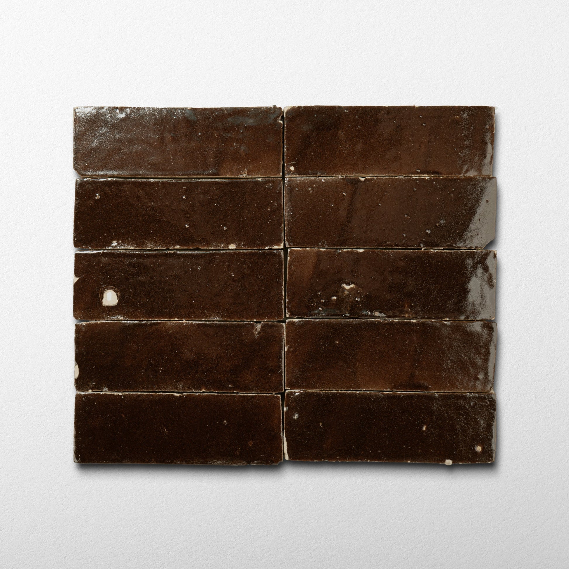 Handmade Moroccan Zellige 2x6 Chocolate Brown Terracotta Tile
