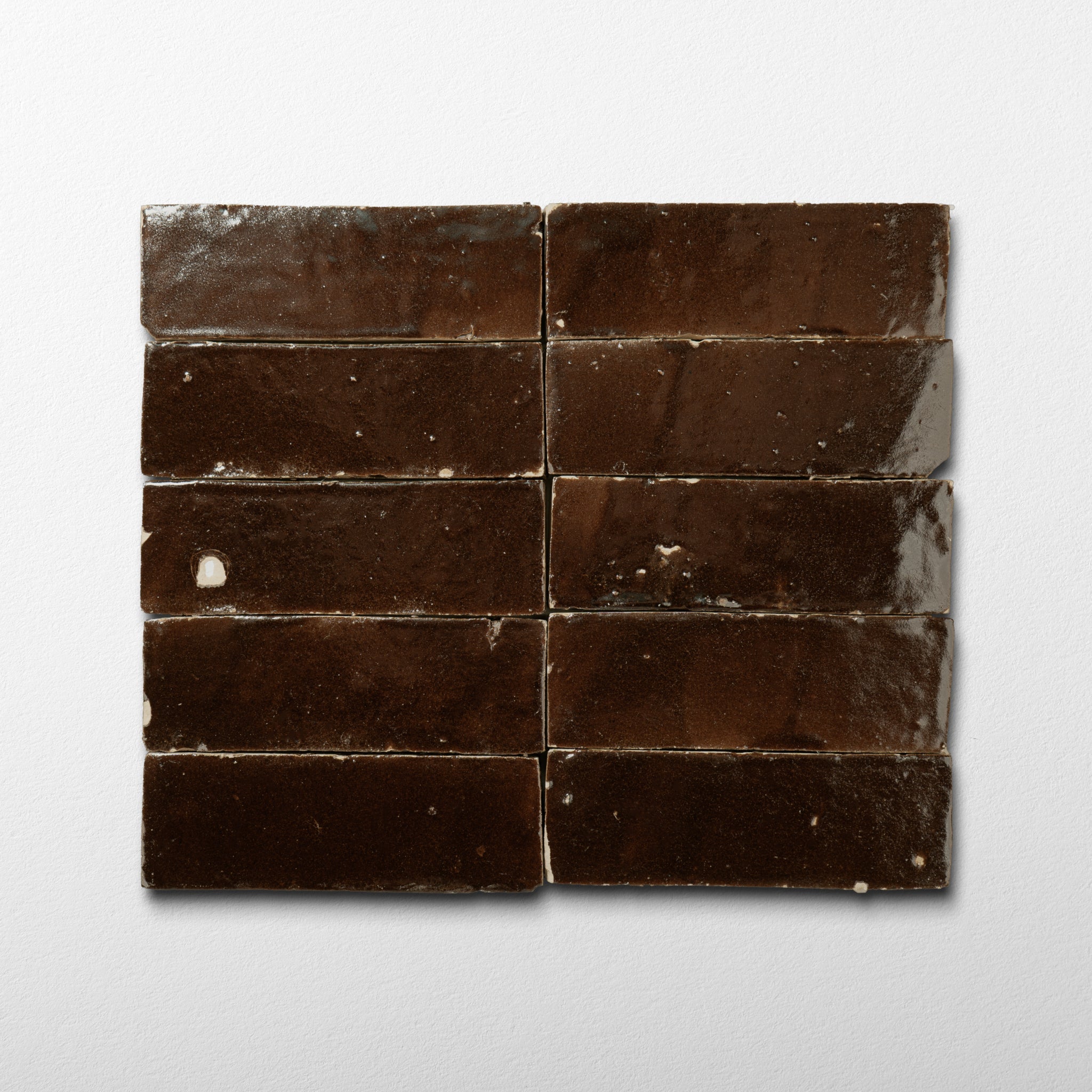 Handmade Moroccan Zellige 2x6 Chocolate Brown Terracotta Tile