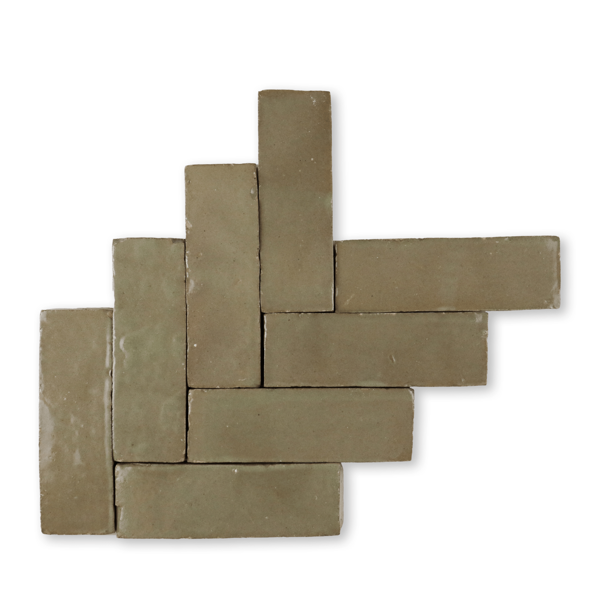 Handmade Moroccan Zellige 2x6 Earth Bejmat Terracotta Tile - Cemento Collection