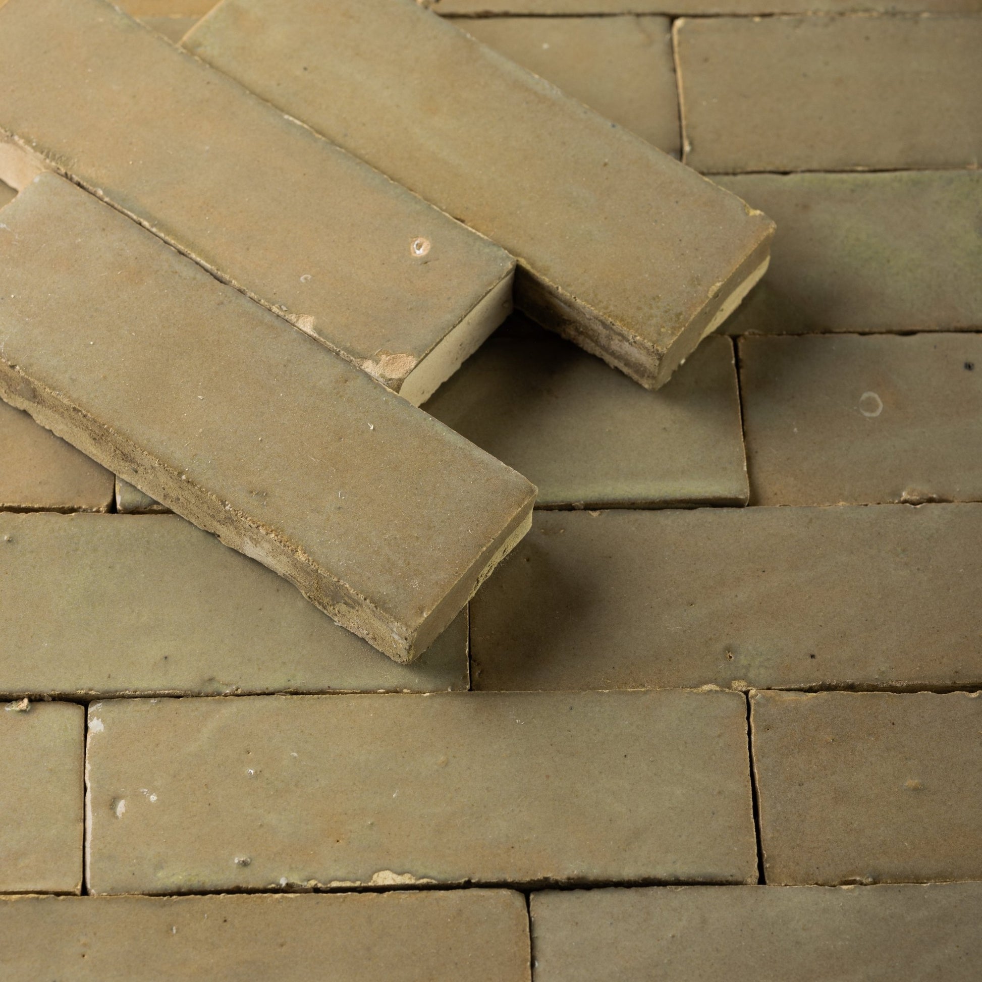 Handmade Moroccan Zellige 2x6 Earth Bejmat Terracotta Tile - Cemento Collection
