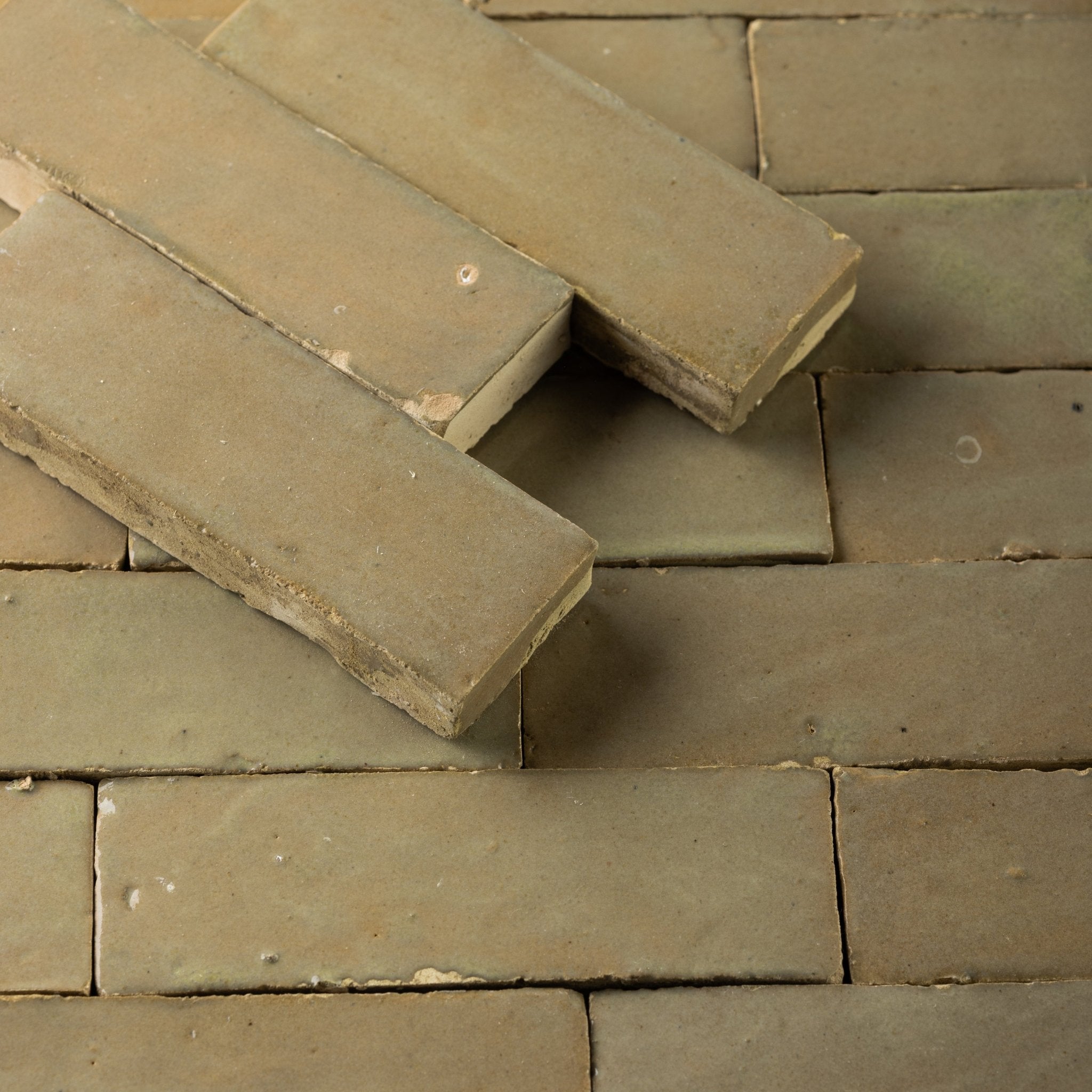 Handmade Moroccan Zellige 2x6 Earth Bejmat Terracotta Tile - Cemento Collection