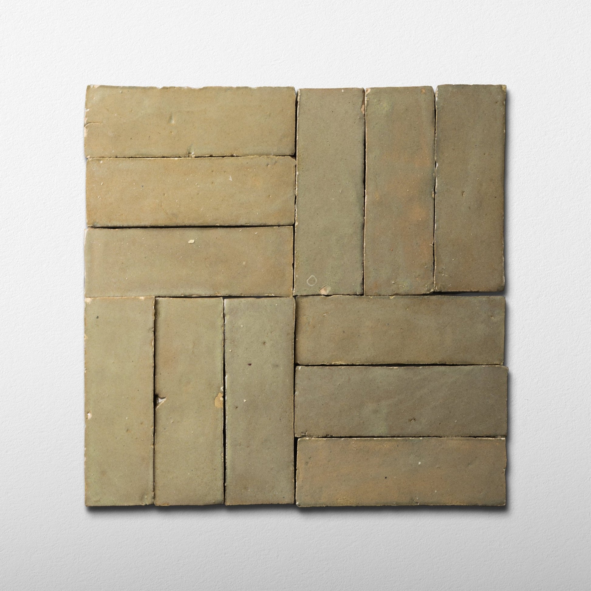 Handmade Moroccan Zellige 2x6 Earth Bejmat Terracotta Tile - Cemento Collection