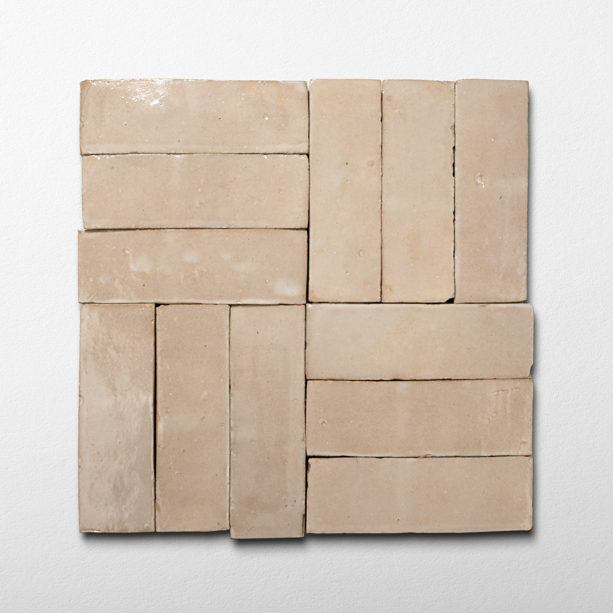 TheArth ミル子 Handmade Moroccan Zellige 2x6 Off White Terracotta Tile | Cemento