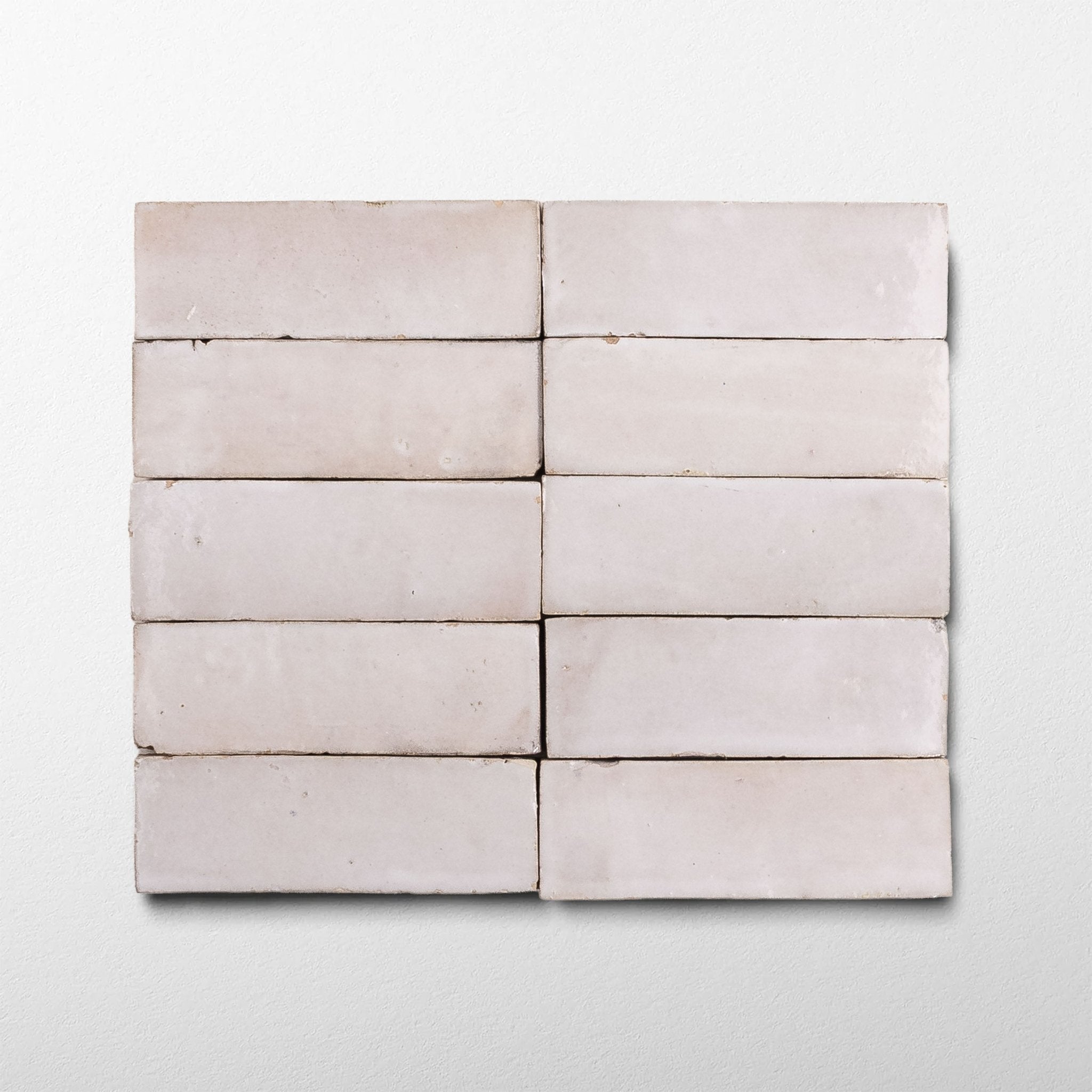 Handmade Moroccan Zellige 2x6 Ecru White Terra cotta Tile