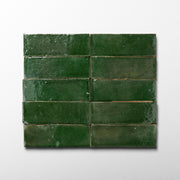 Handmade Moroccan Zellige 2x6 Emerald Green Terracotta Tile - Cemento Collection