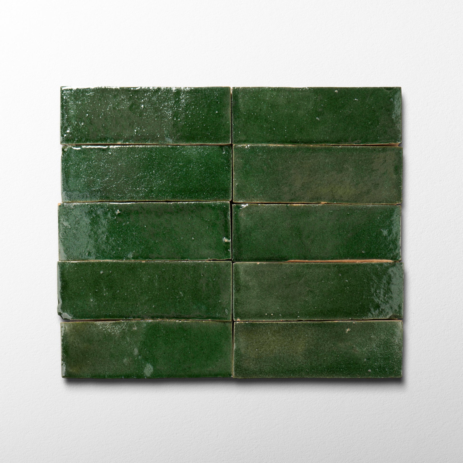 Handmade Moroccan Zellige 2x6 Emerald Green Terracotta Tile - Cemento Collection