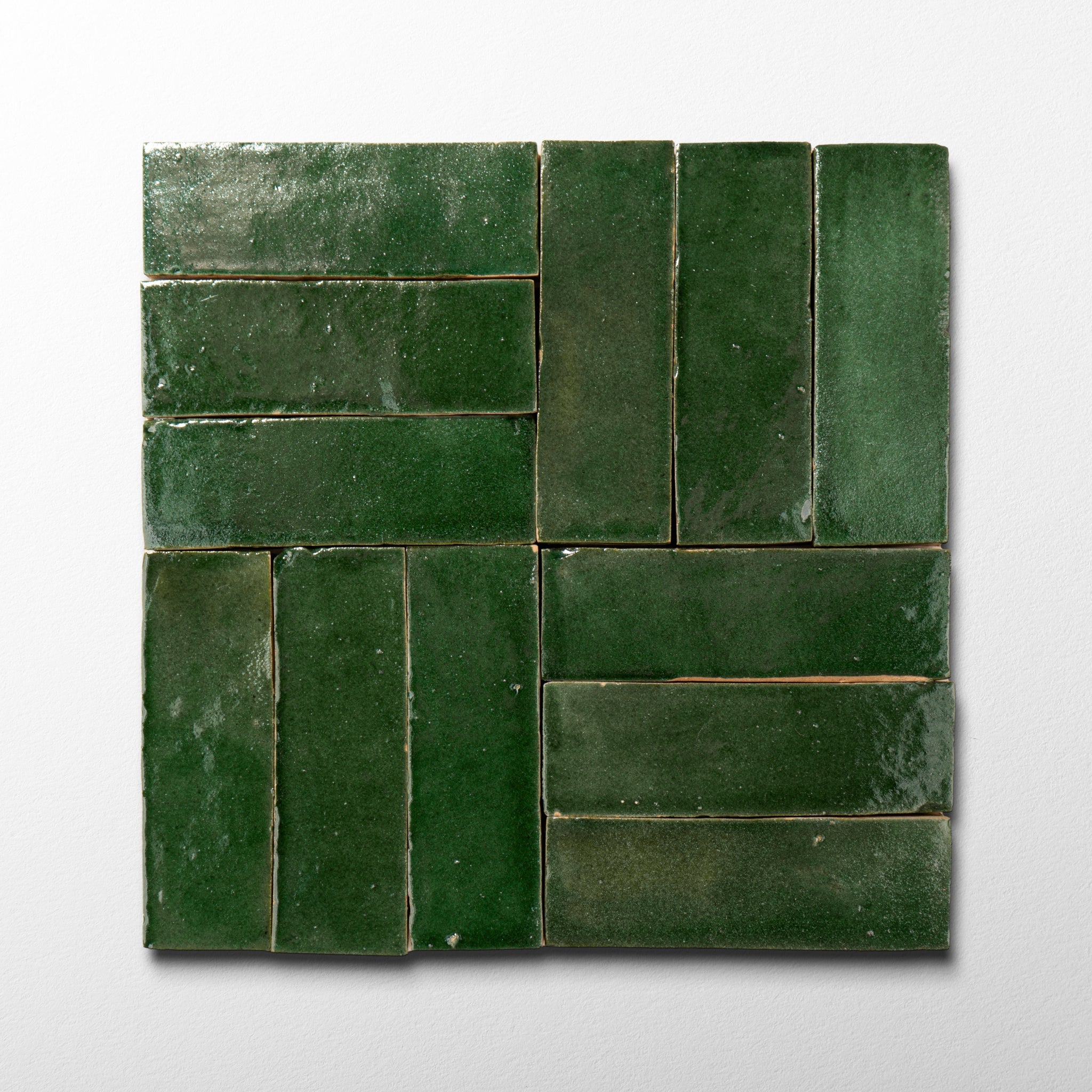 Handmade Moroccan Zellige 2x6 Emerald Green Terracotta Tile