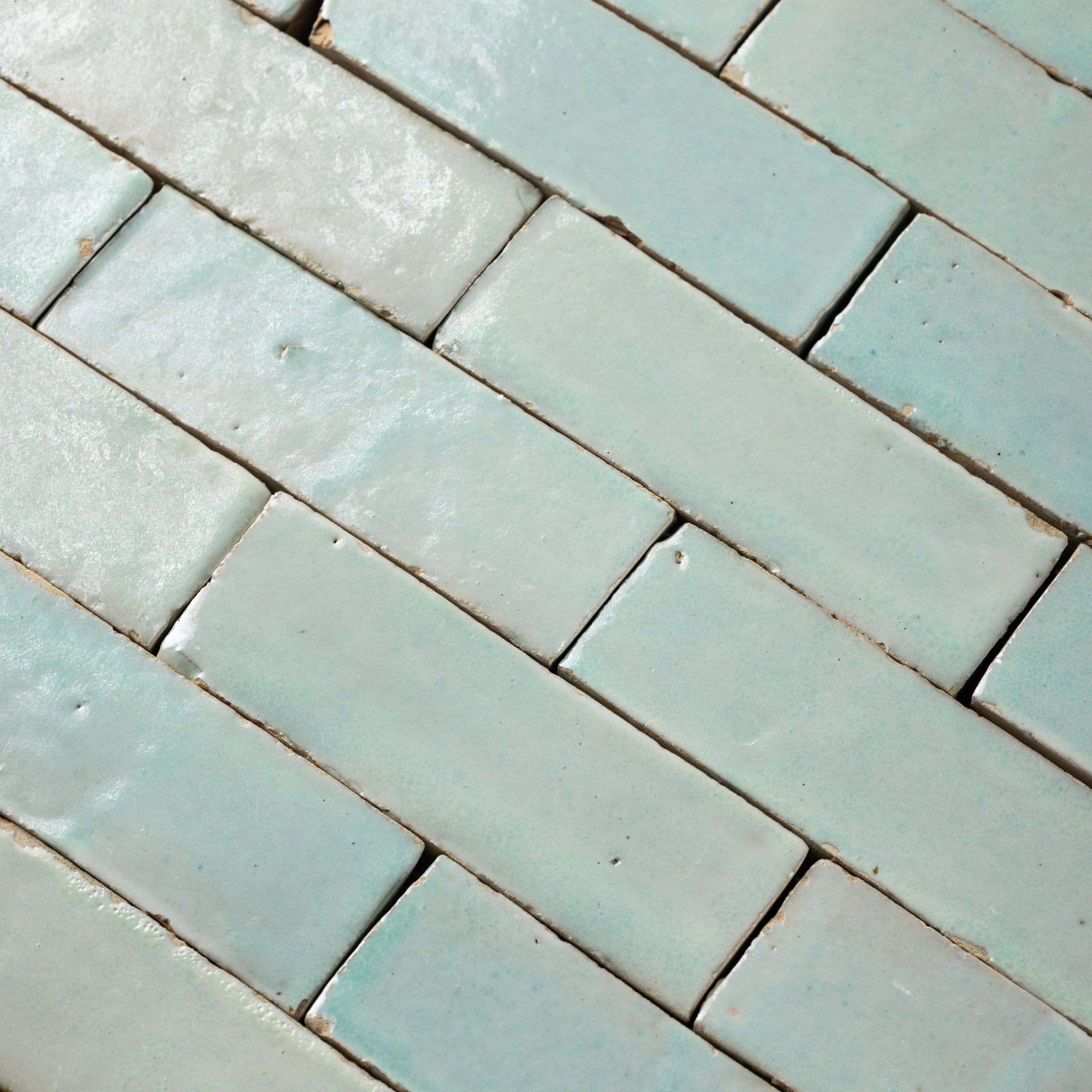 Handmade Moroccan Zellige 2x6 Fern Green Bejmat Terracotta Tile - Cemento Collection