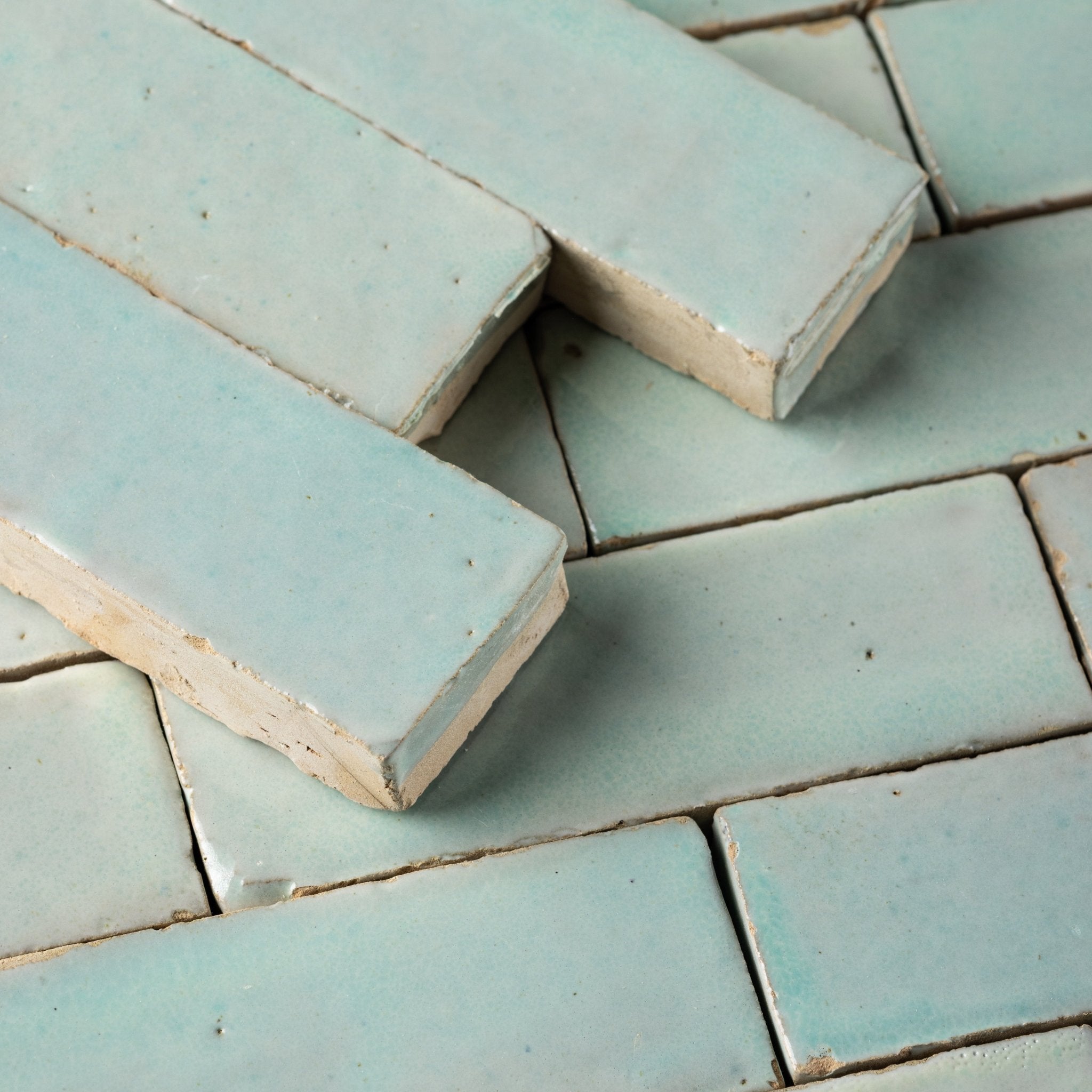 Handmade Moroccan Zellige 2x6 Fern Green Bejmat Terracotta Tile - Cemento Collection
