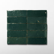 Handmade Moroccan Zellige 2x6 indigo green Terracotta Tile - Cemento Collection