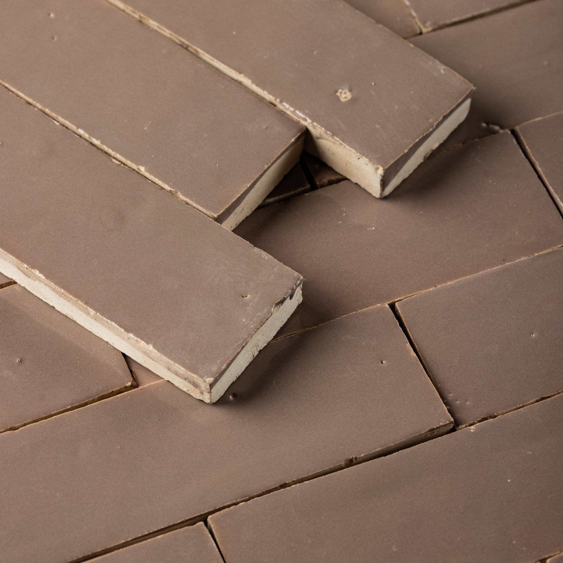 Handmade Moroccan Zellige 2x6 Latte Terracotta Tile - Cemento Collection