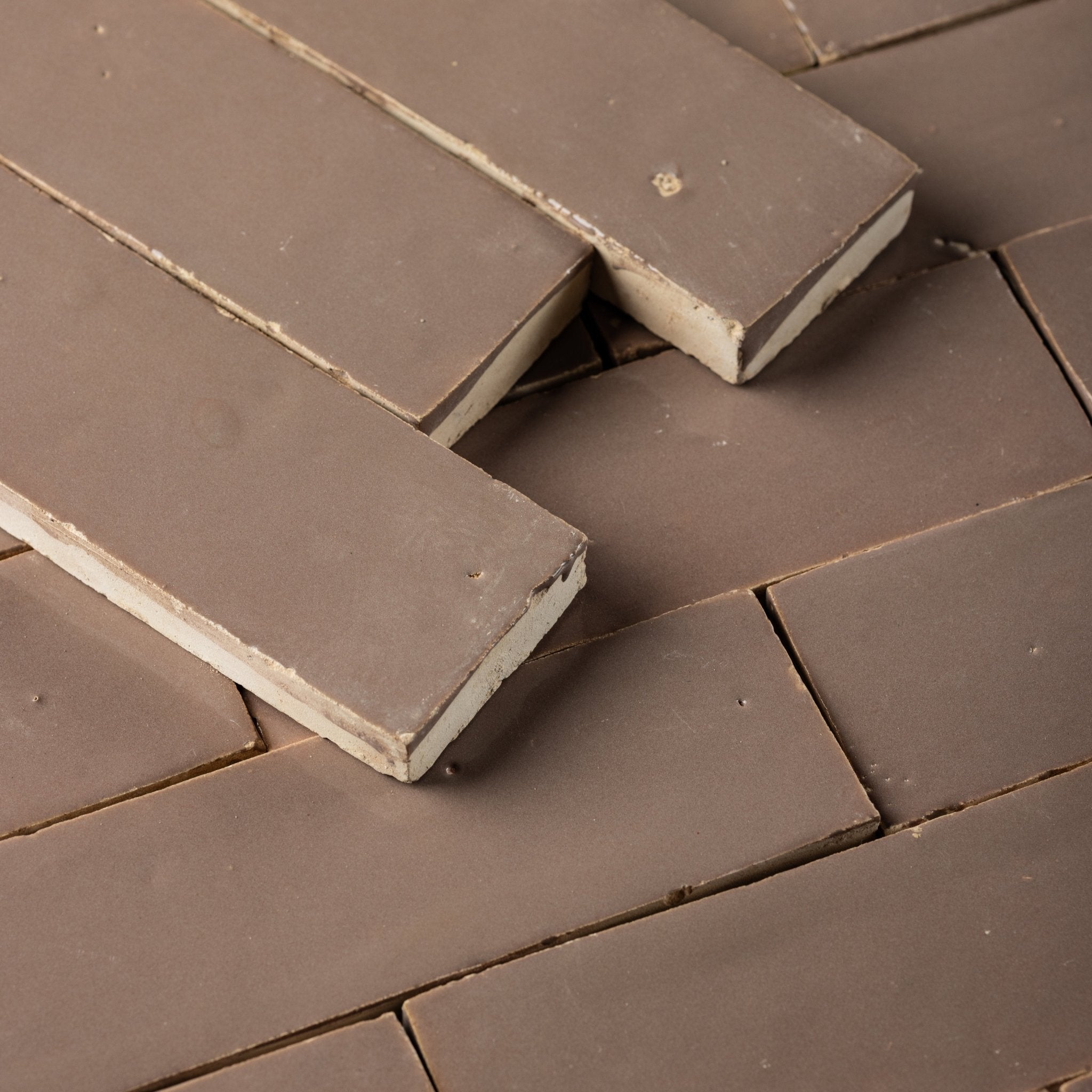 Handmade Moroccan Zellige 2x6 Latte Terracotta Tile - Cemento Collection