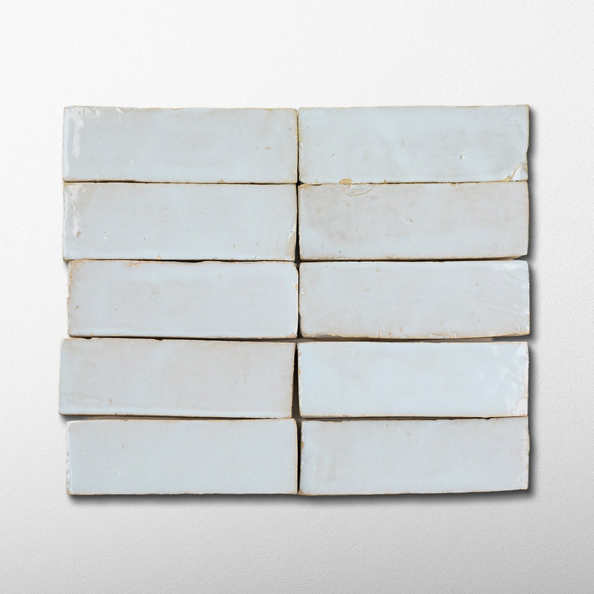 Handmade Moroccan Zellige 2x6 Pastel Blue Bejmat Terracotta Tile - Cemento Collection