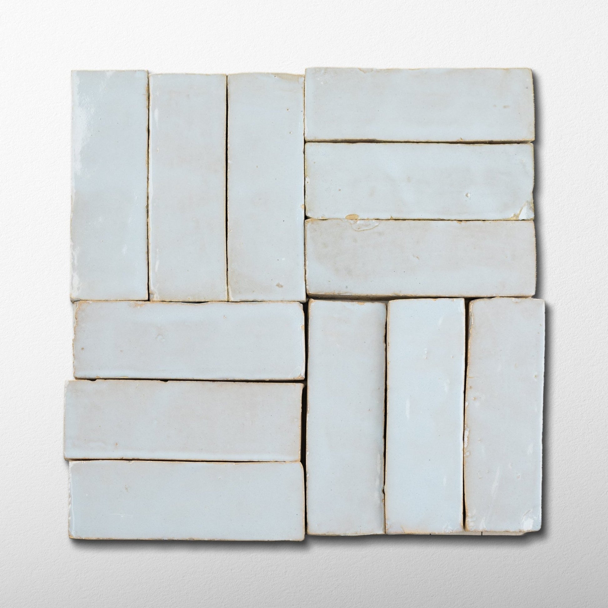 Handmade Moroccan Zellige 2x6 Pastel Blue Bejmat Terracotta Tile - Cemento Collection