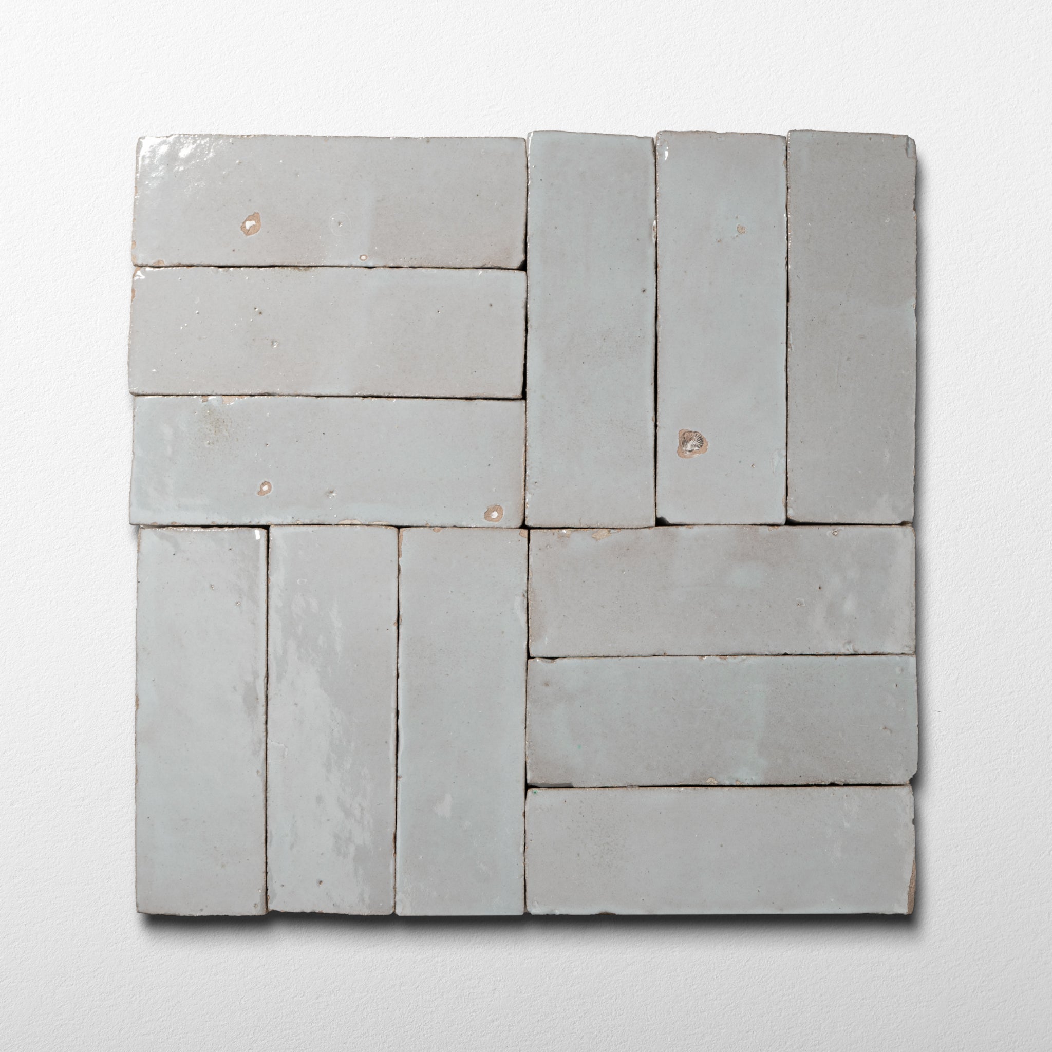 Handmade Moroccan Zellige 2x6 Pastel Blue Bejmat Terracotta Tile