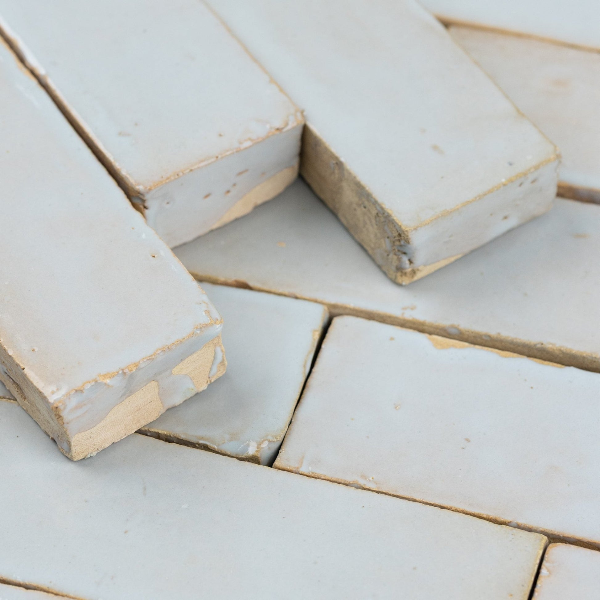 Handmade Moroccan Zellige 2x6 Pastel Blue Bejmat Terracotta Tile - Cemento Collection