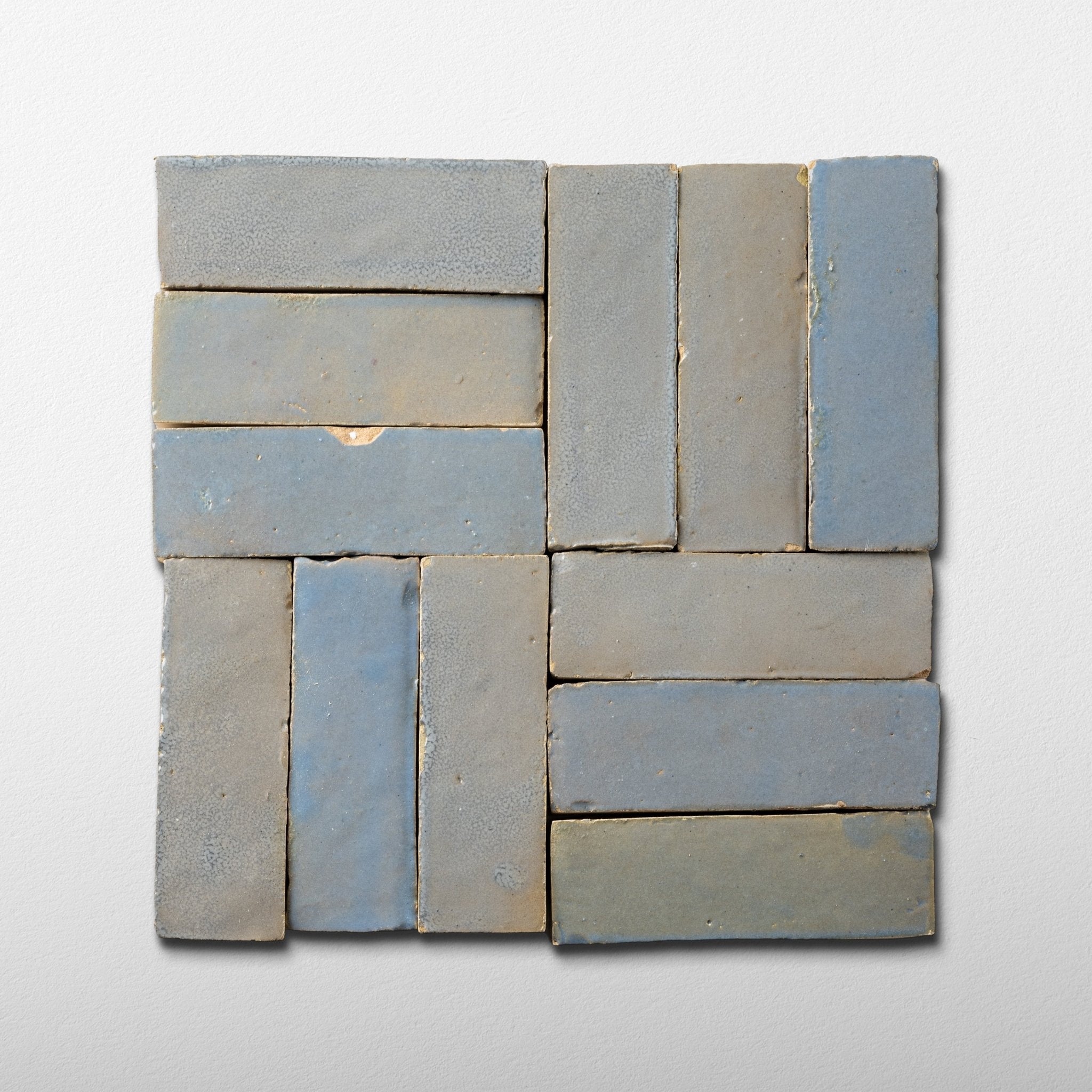 Handmade Moroccan Zellige 2x6 Pewter Grey Bejmat Terracotta Tile - Cemento Collection
