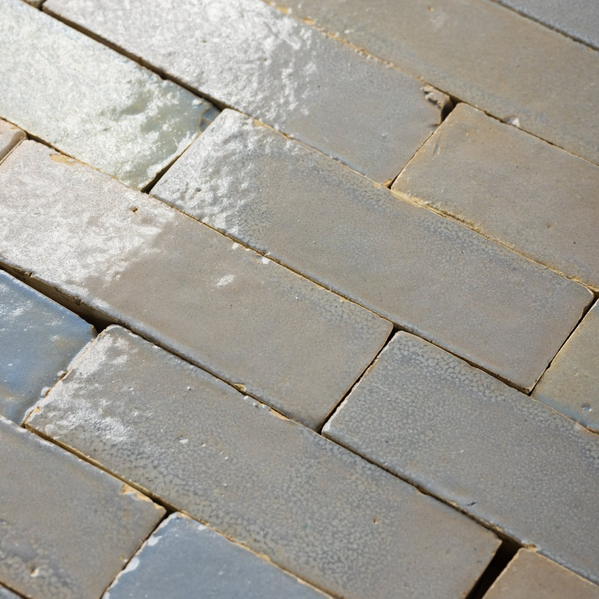 Handmade Moroccan Zellige 2x6 Pewter Grey Bejmat Terracotta Tile - Cemento Collection