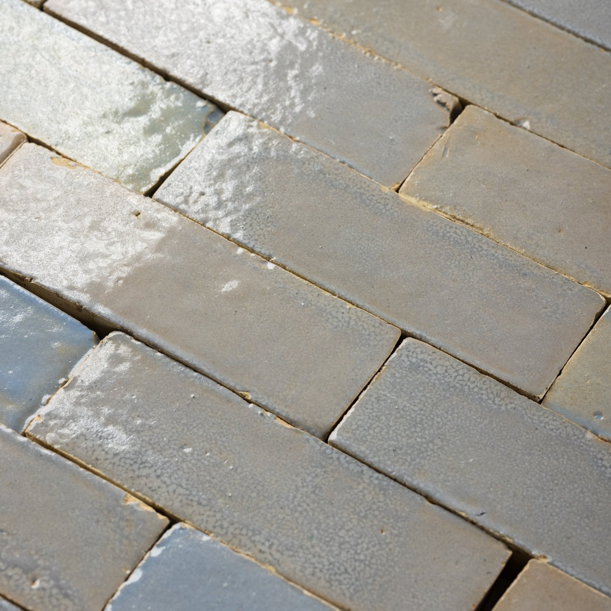 Handmade Moroccan Zellige 2x6 Pewter Grey Bejmat Terracotta Tile - Cemento Collection