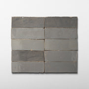 Handmade Moroccan Zellige 2x6 Pewter Grey Terracotta Tile - Cemento Collection