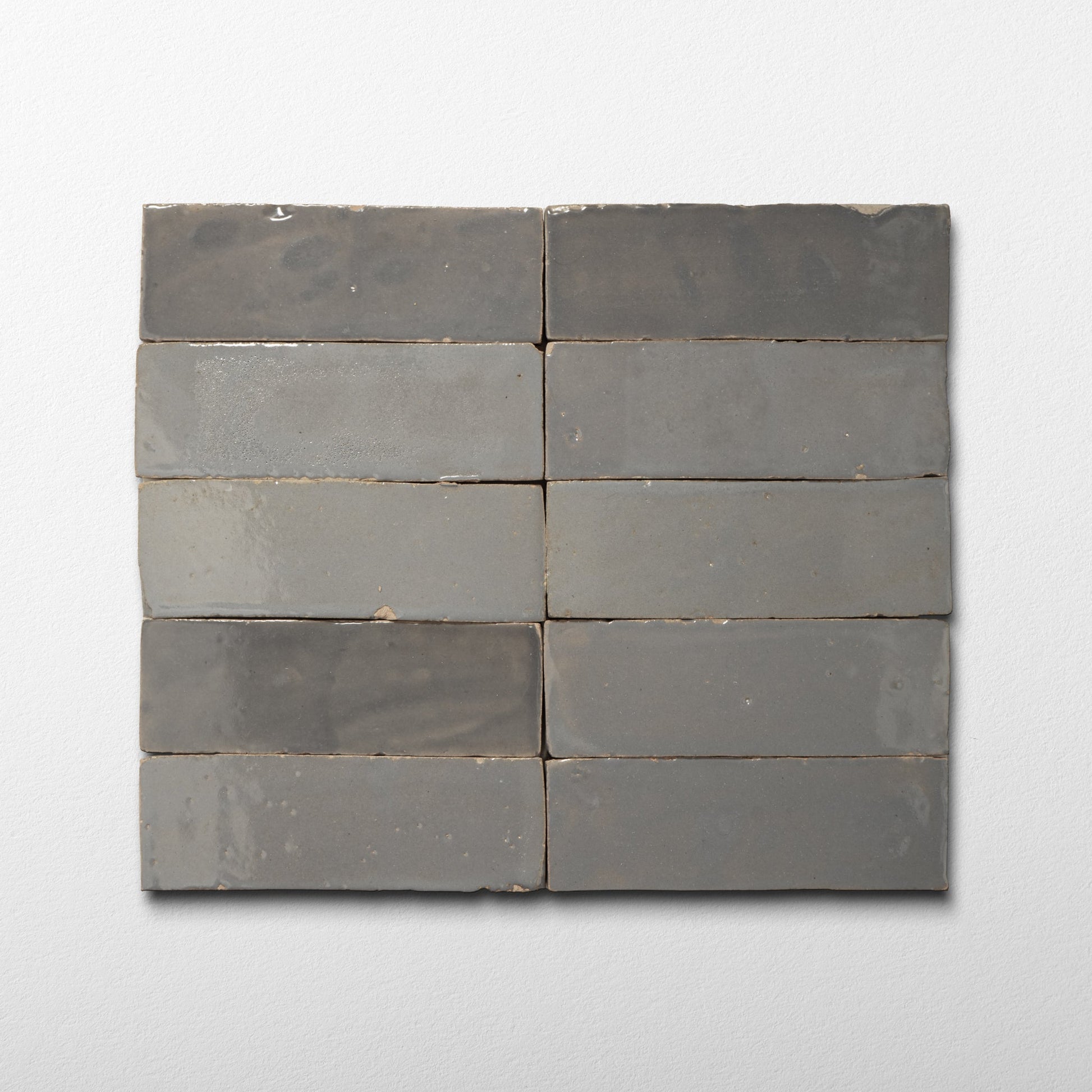Handmade Moroccan Zellige 2x6 Pewter Grey Terracotta Tile - Cemento Collection