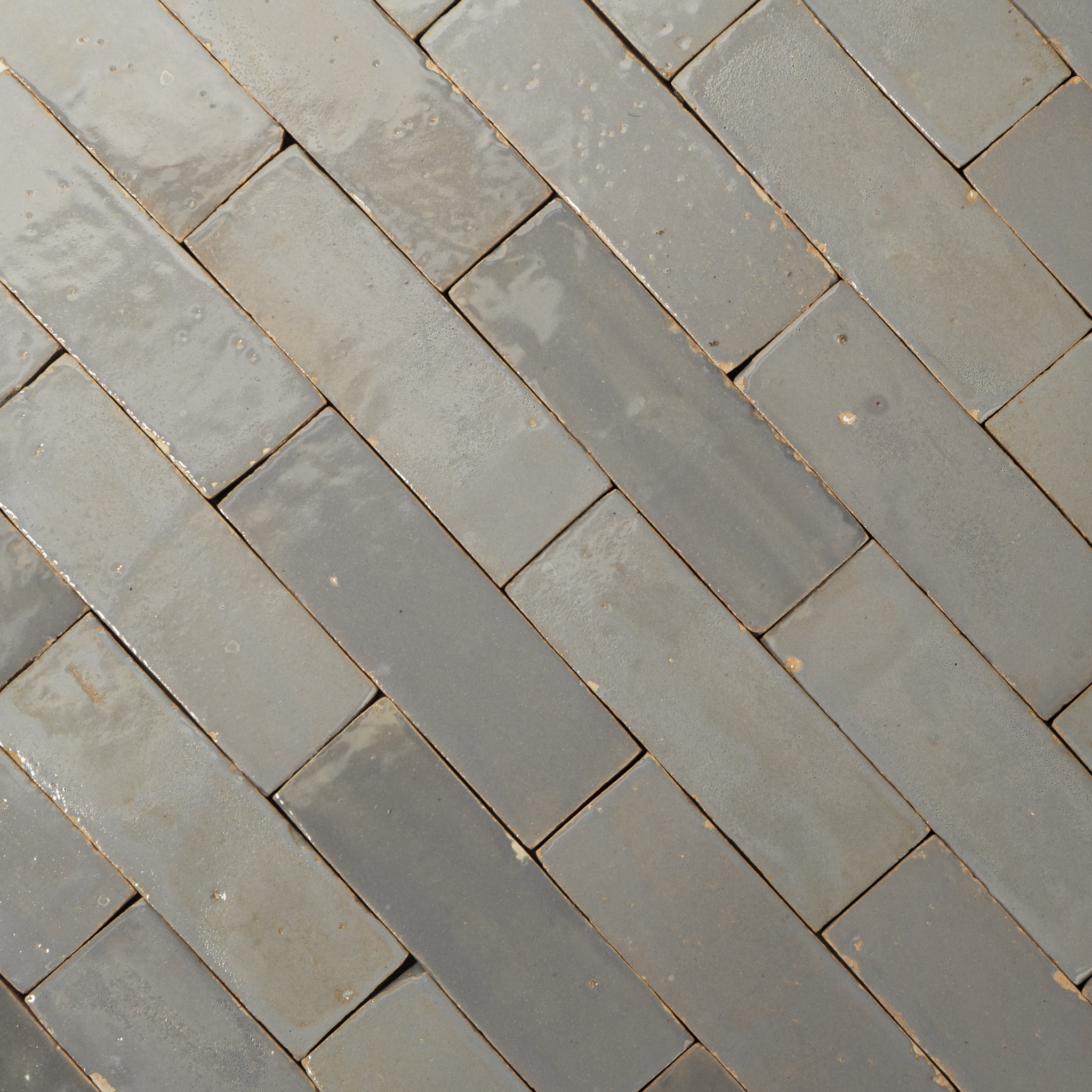 Handmade Moroccan Zellige 2x6 Pewter Grey Terracotta Tile - Cemento Collection