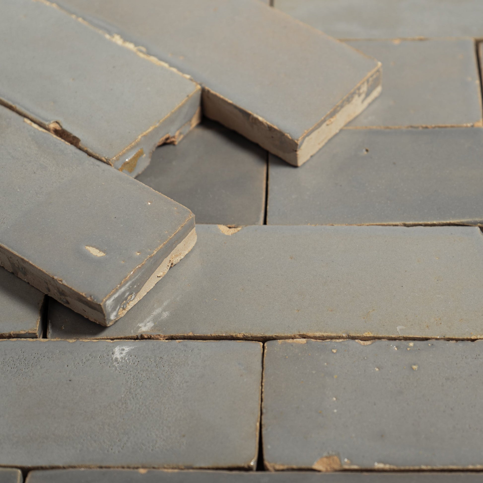Handmade Moroccan Zellige 2x6 Pewter Grey Terracotta Tile - Cemento Collection
