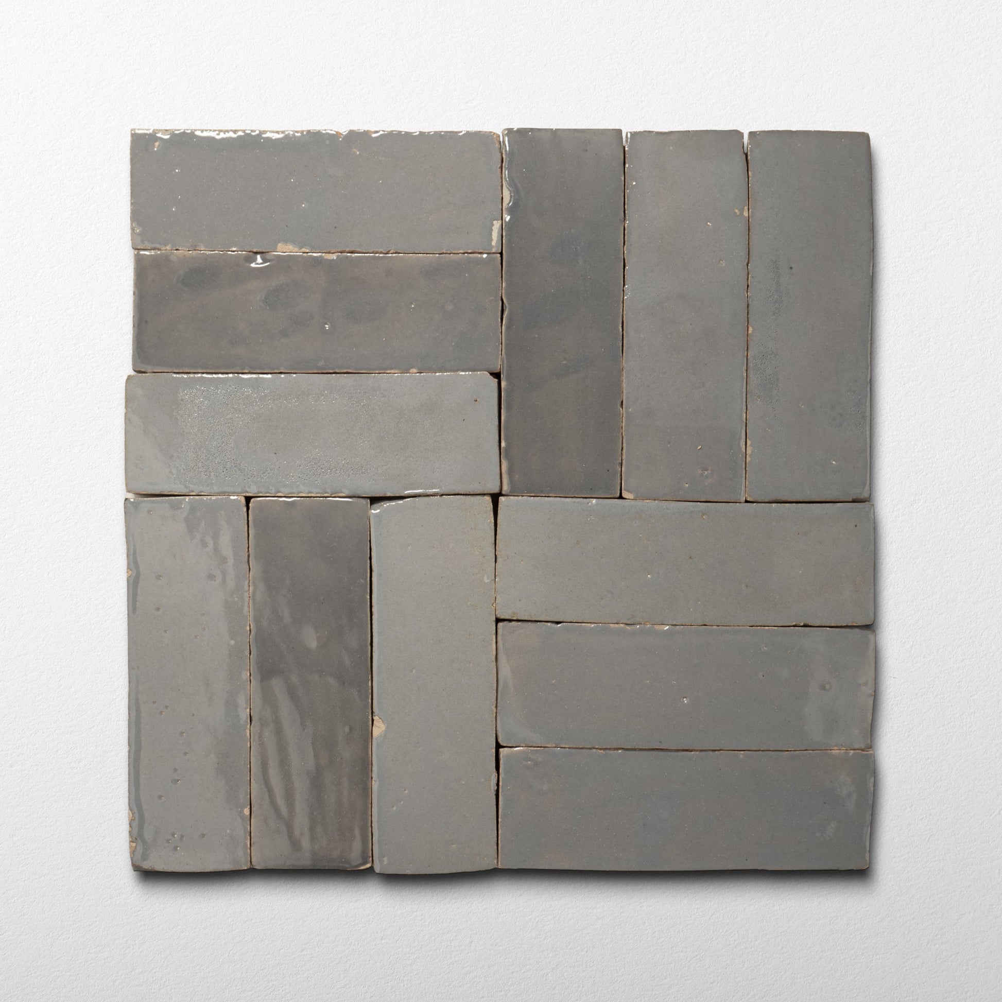 Handmade Moroccan Zellige 2x6 Pewter Grey Terracotta Tile - Cemento Collection