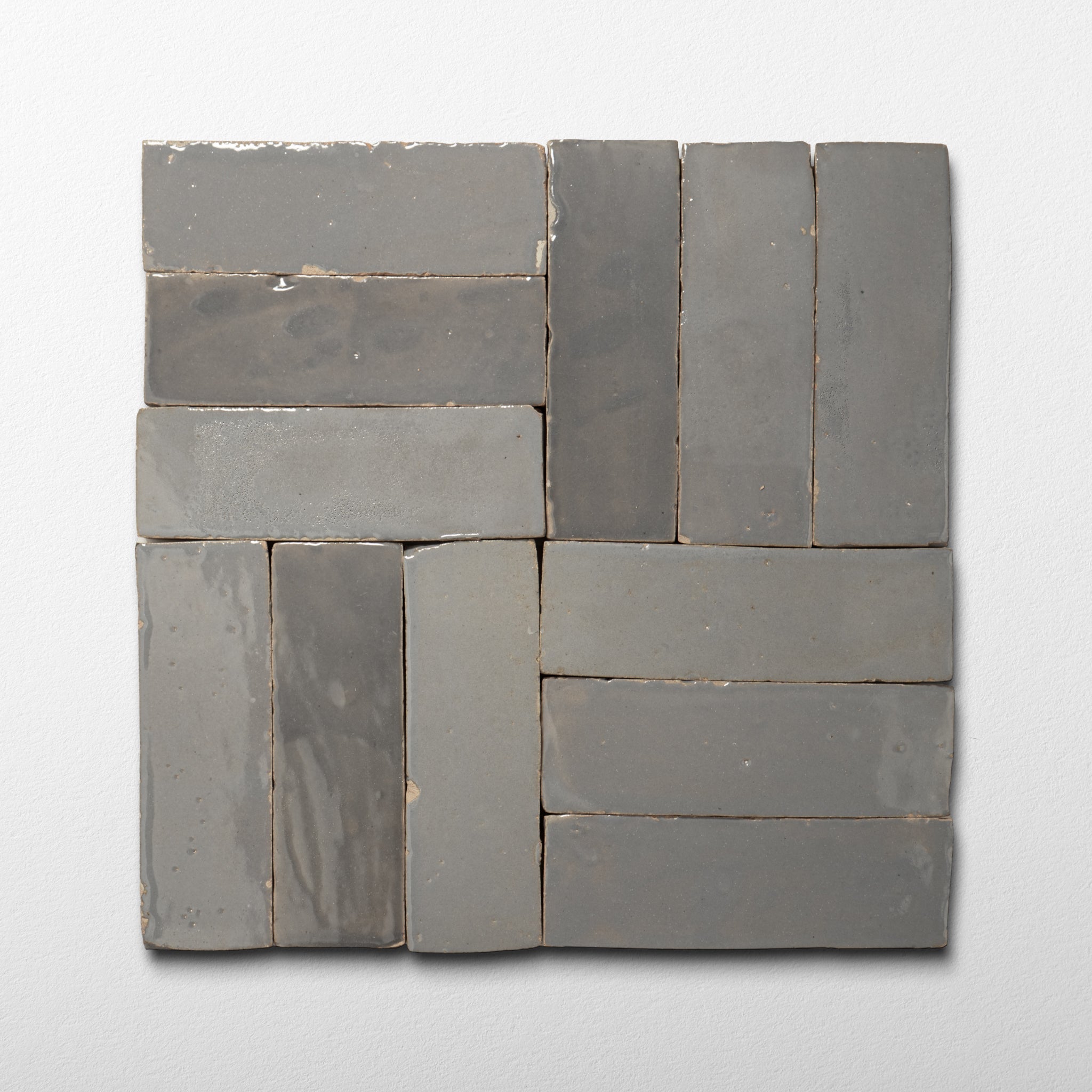 Handmade Moroccan Zellige 2x6 Pewter Grey Terracotta Tile - Cemento Collection