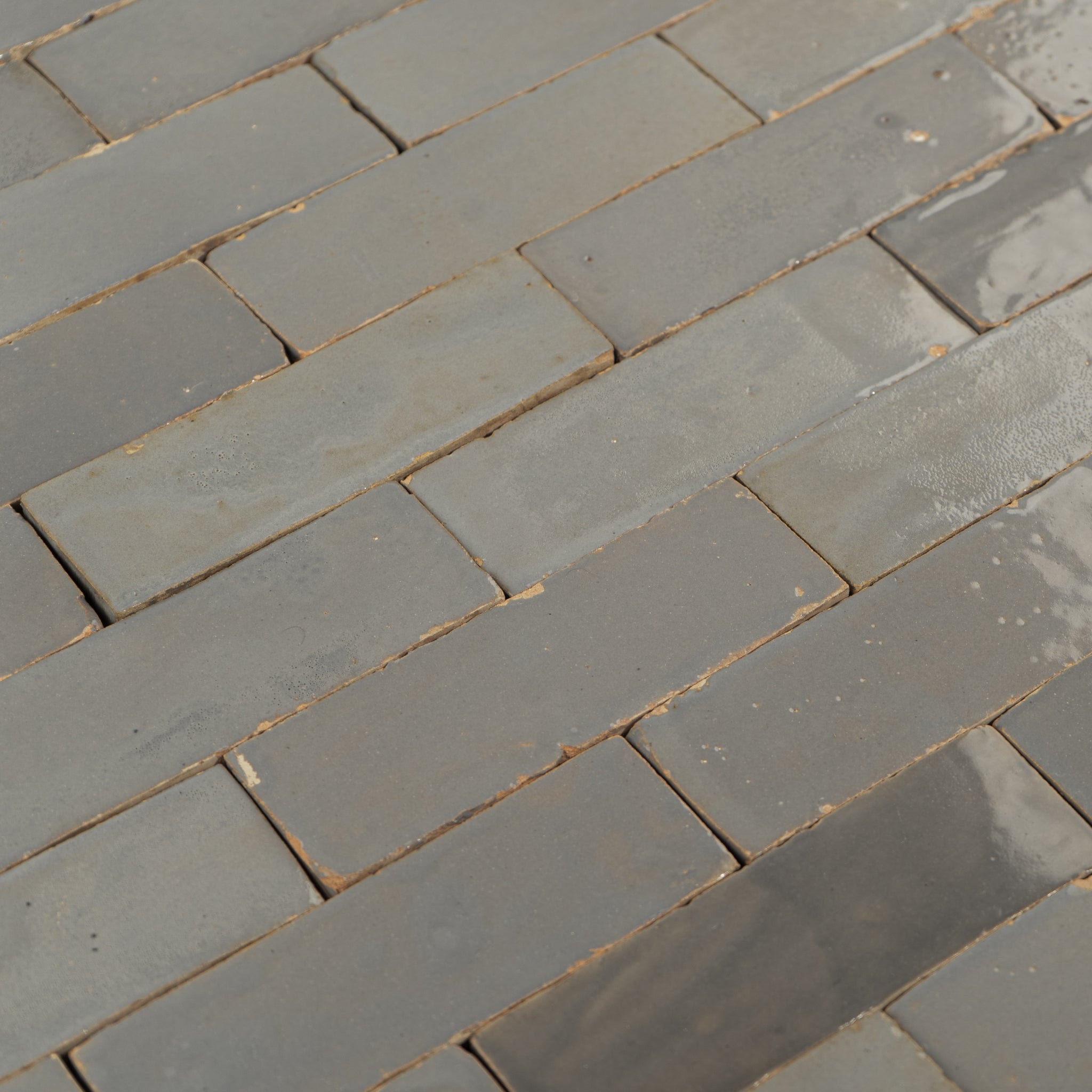 Handmade Moroccan Zellige 2x6 Pewter Grey Terracotta Tile - Cemento Collection