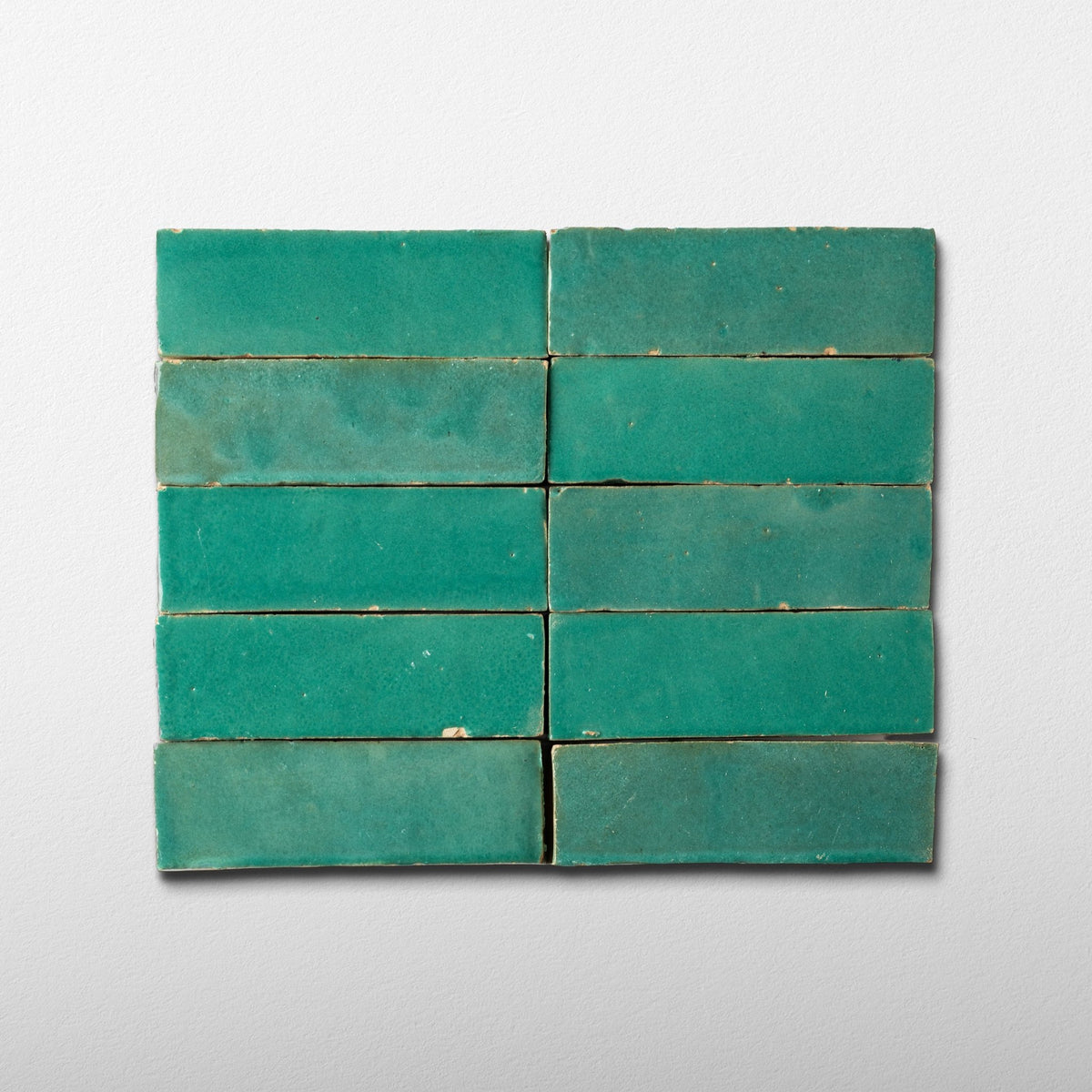 Handmade Moroccan Zellige 2x6 Santorini Green Bejmat Terracotta Tile - Cemento Collection
