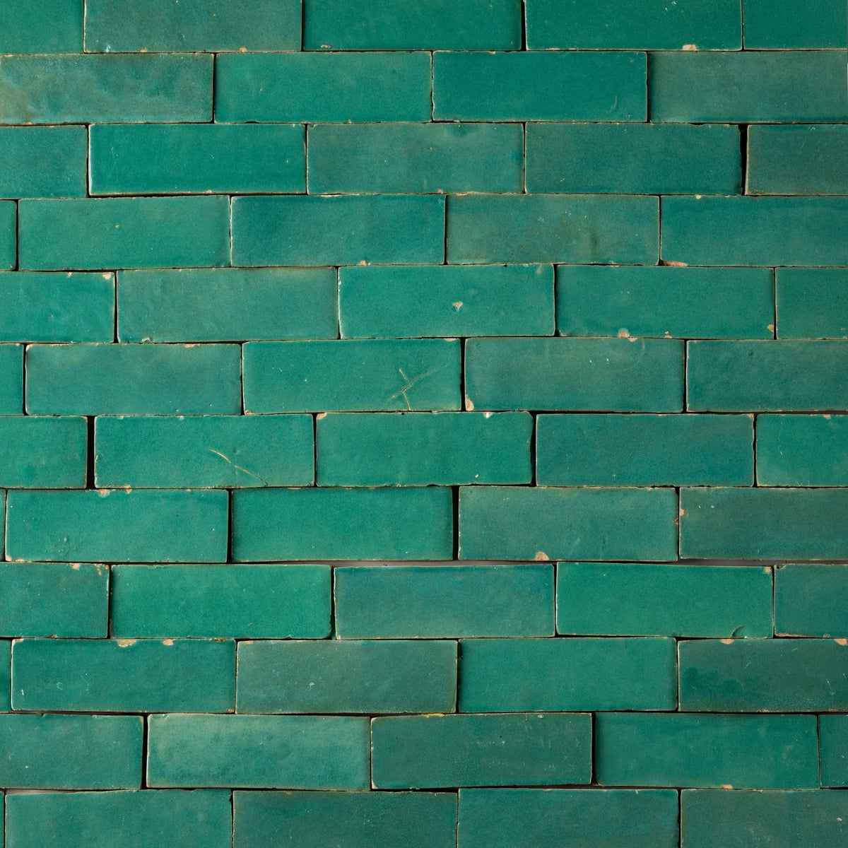Handmade Moroccan Zellige 2x6 Santorini Green Bejmat Terracotta Tile - Cemento Collection