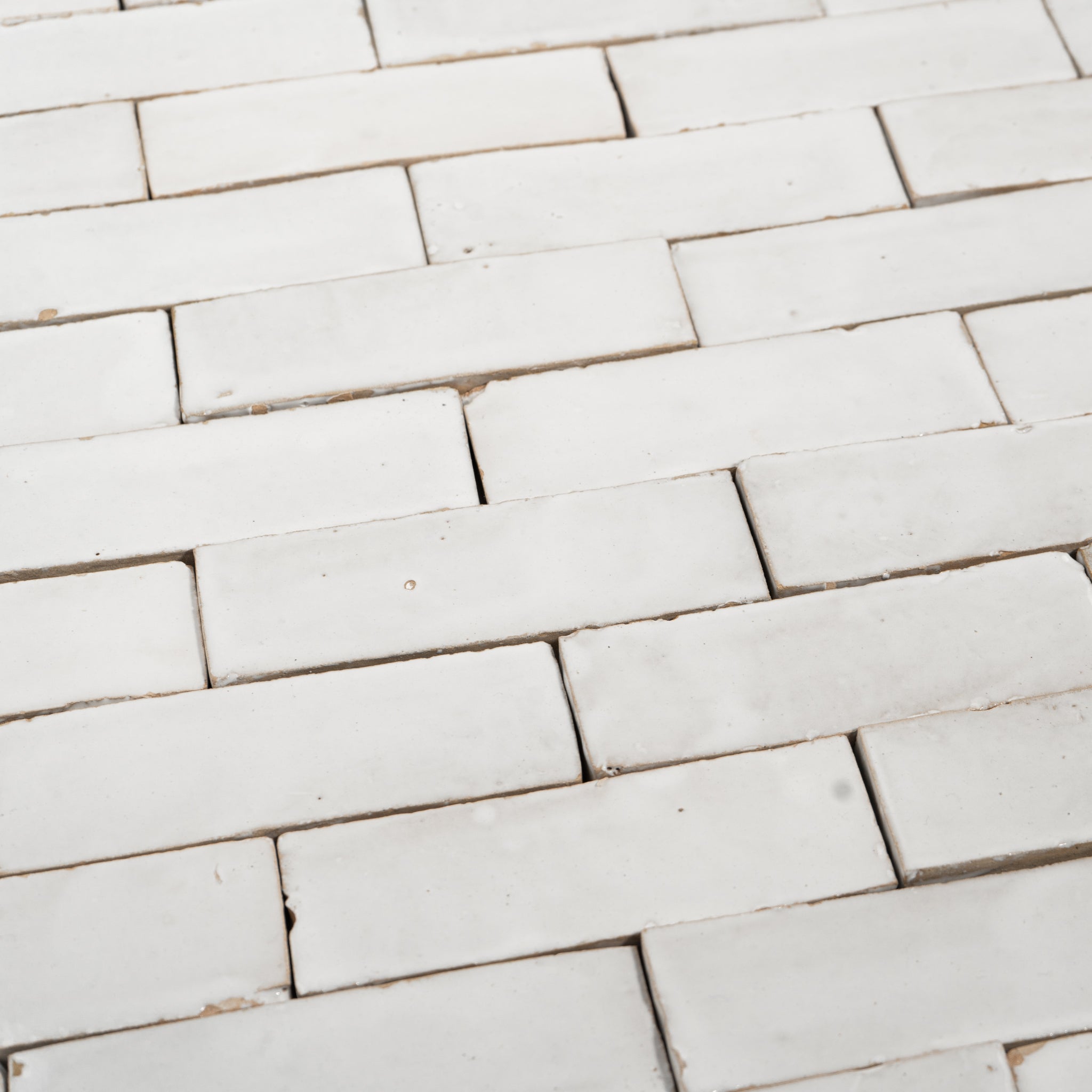 Handmade Moroccan Zellige 2x6 Snow White Terracotta Tile | Cemento