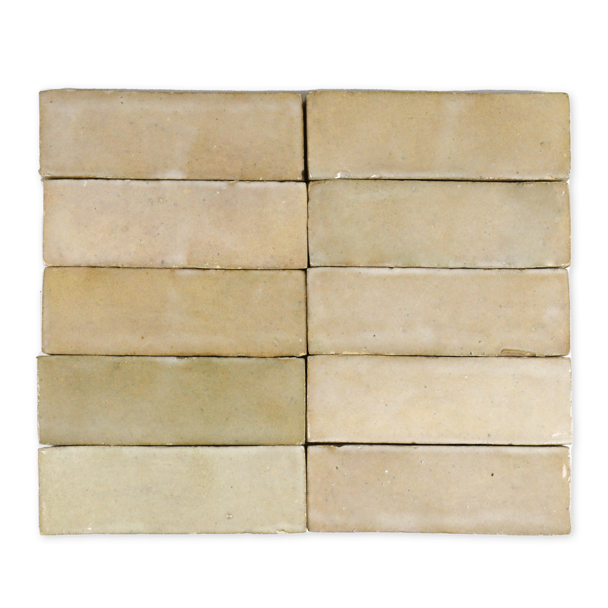 Handmade Moroccan Zellige 2x6 Tan Bejmat Terracotta Tile - Cemento Collection