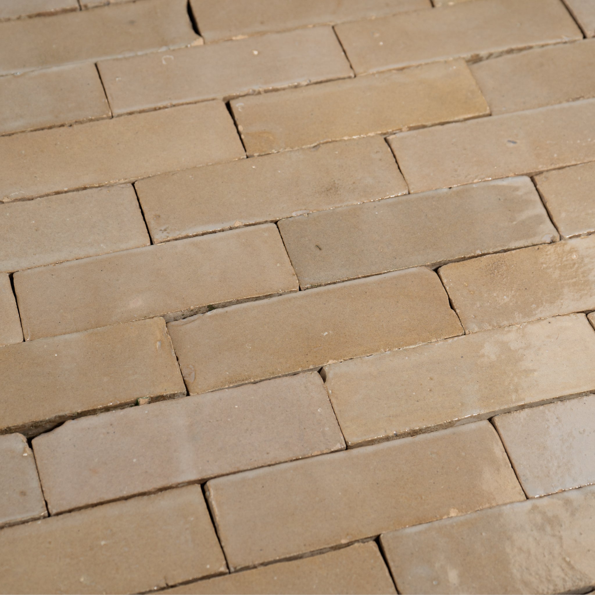 Handmade Moroccan Zellige 2x6 Tan Bejmat Terracotta Tile | Cemento