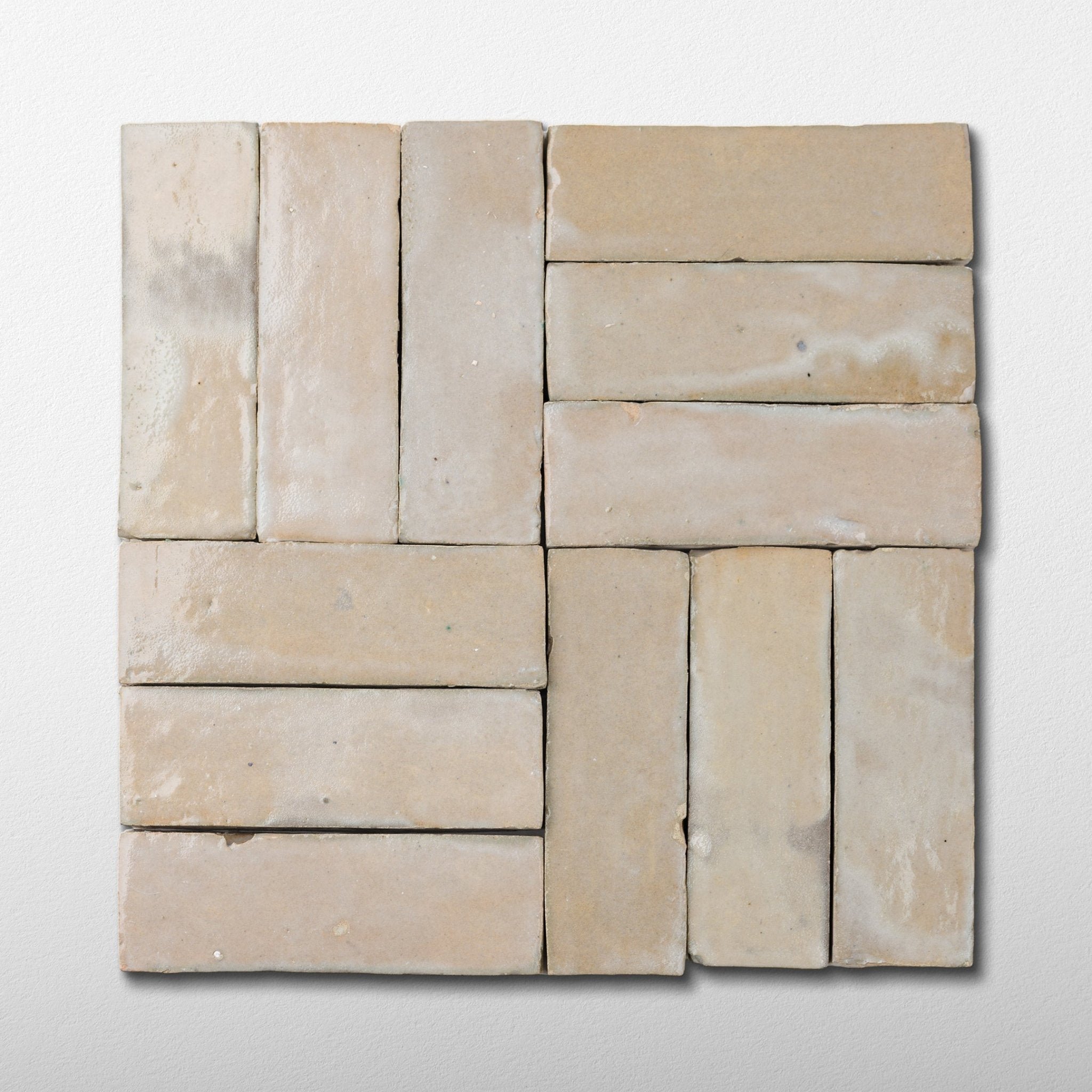 たんたん、Zuberi 30*40cm×2枚 Tan Zellige Tile 2x6 - Cemento Collection