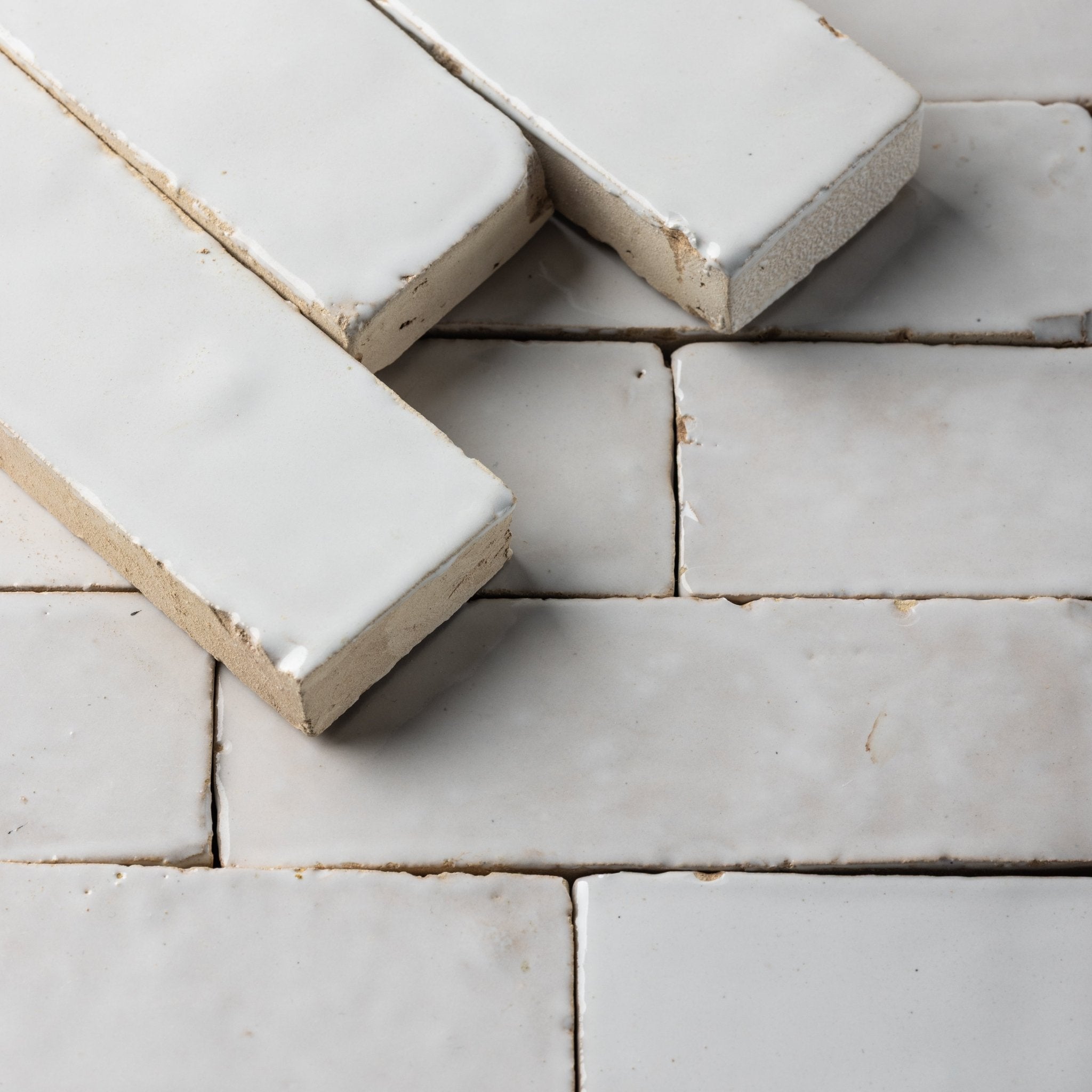 Handmade Moroccan Zellige 2x6 Thick Off White Terracotta Tile