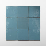 Handmade Moroccan Zellige 4x4 Alaskan Blue Terracotta Tile - Cemento Collection