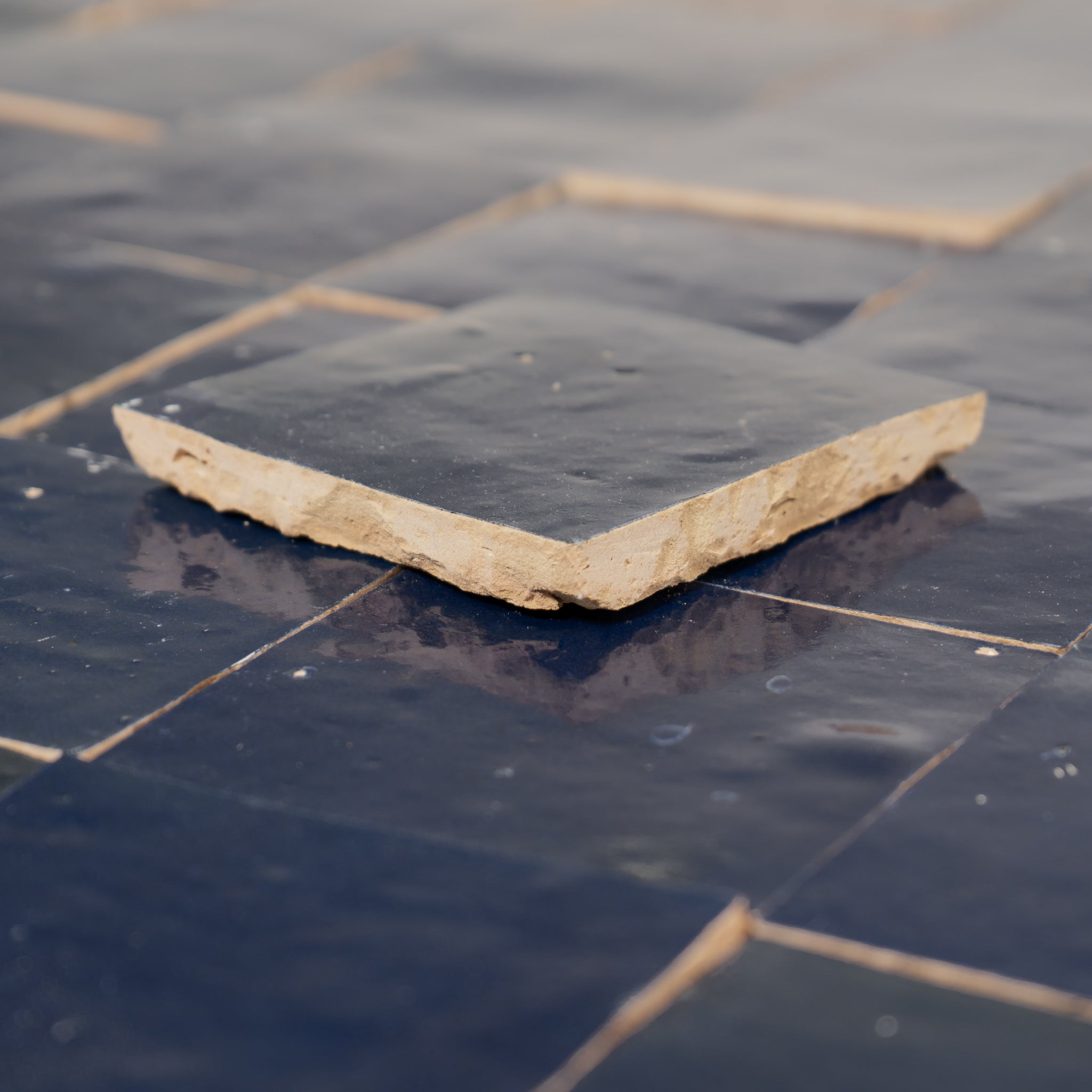 Handmade Moroccan Zellige 4x4 Amalfi Blue Terracotta Tile