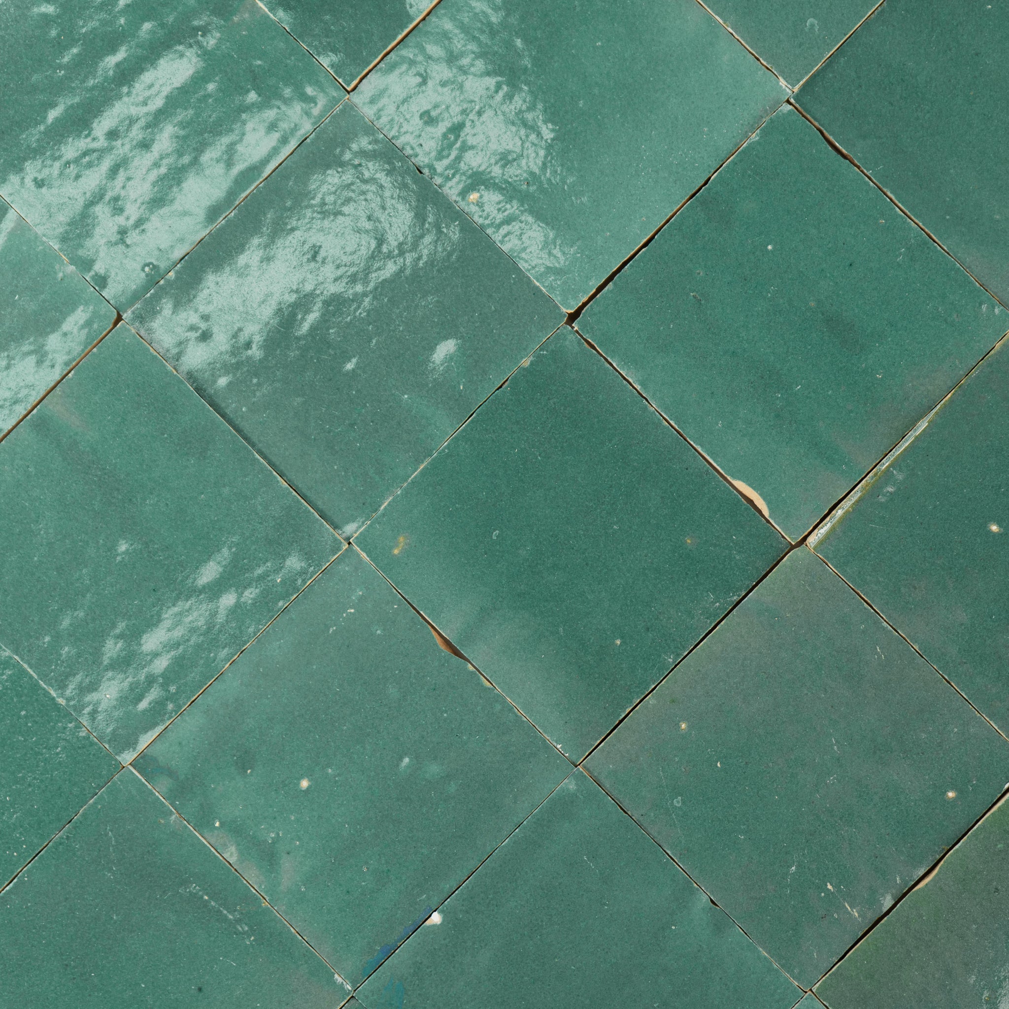 Handmade Moroccan Zellige 4x4 Aquamarine Green Terracotta Tile
