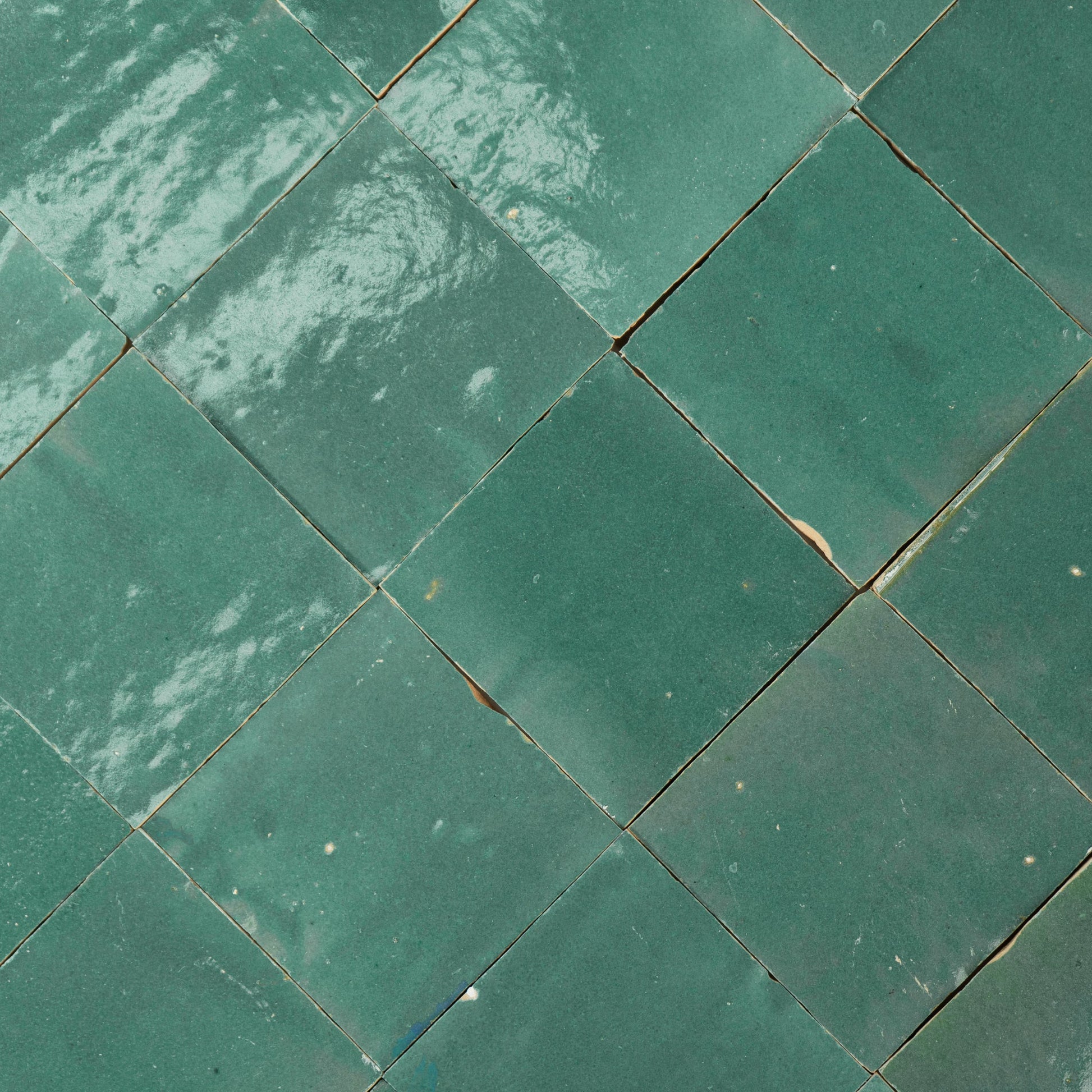 Handmade Moroccan Zellige 4x4 Aquamarine Green Terracotta Tile - Cemento Collection