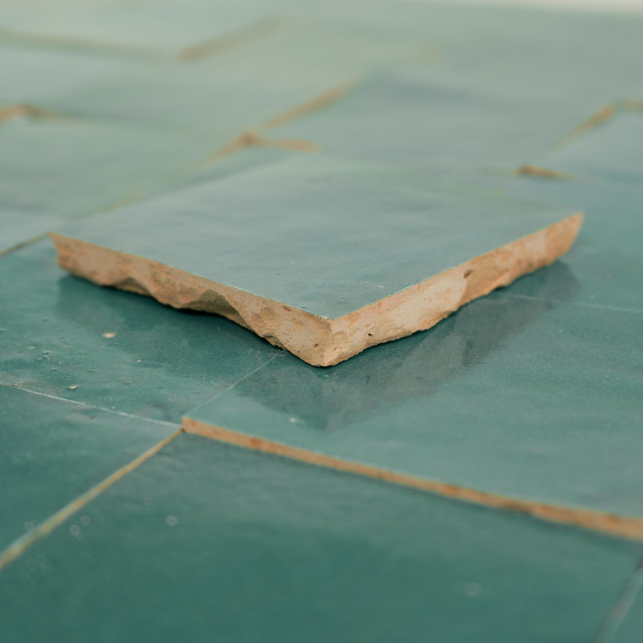 Handmade Moroccan Zellige 4x4 Aquamarine Green Terracotta Tile