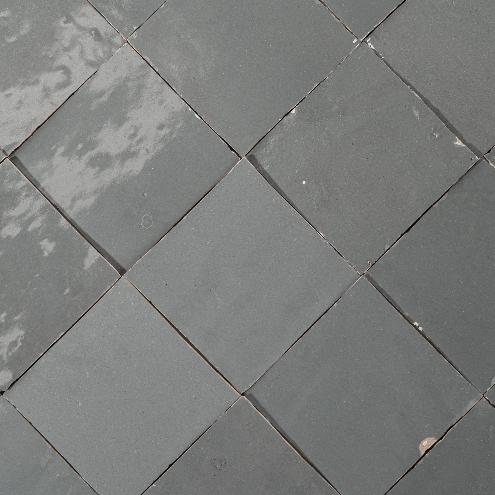 Handmade Moroccan Zellige 4x4 Armor Grey Terracotta Tile - Cemento Collection