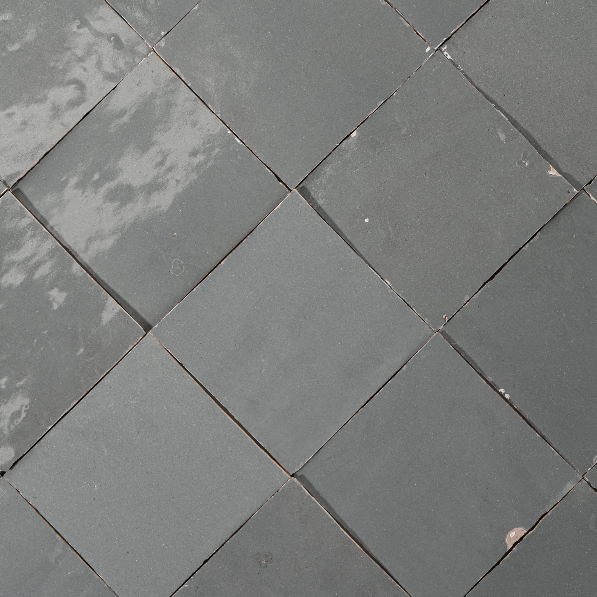 Handmade Moroccan Zellige 4x4 Armor Grey Terracotta Tile - Cemento Collection