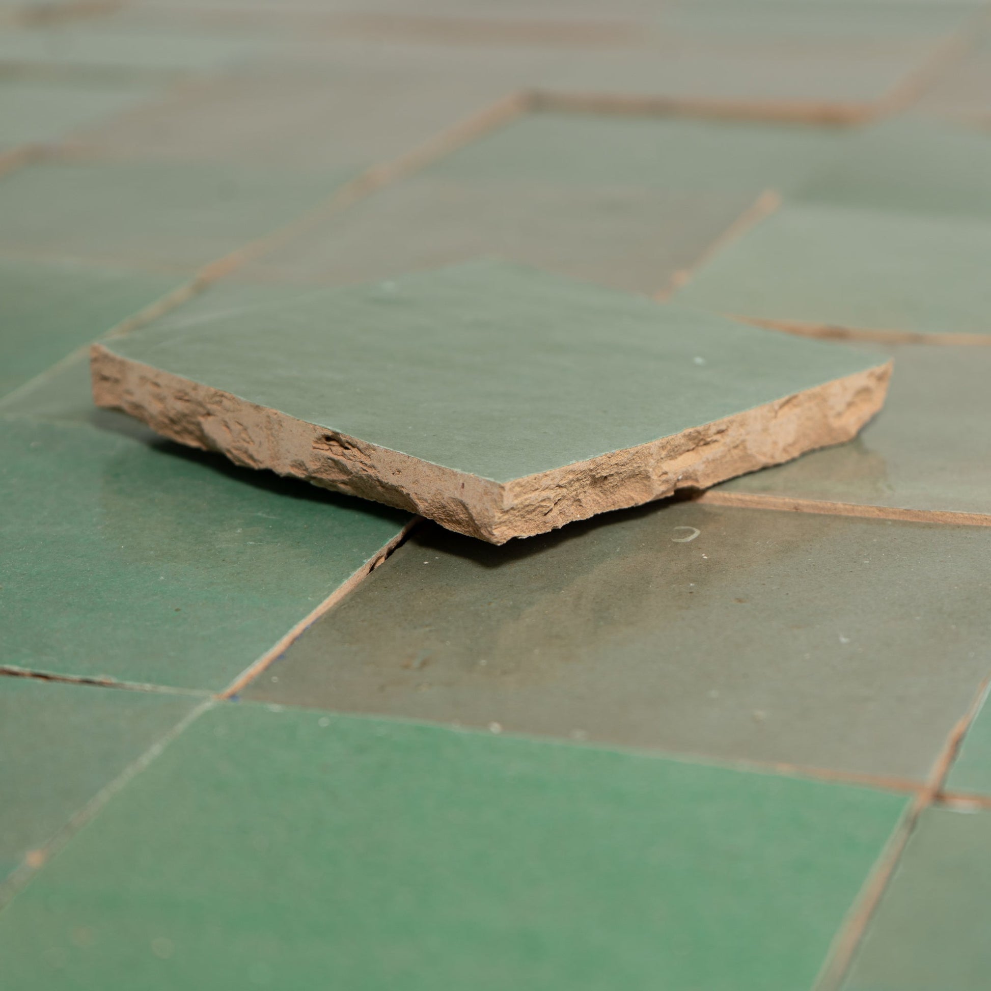 Handmade Moroccan Zellige 4x4 Asparagus Green Terracotta Tile - Cemento Collection