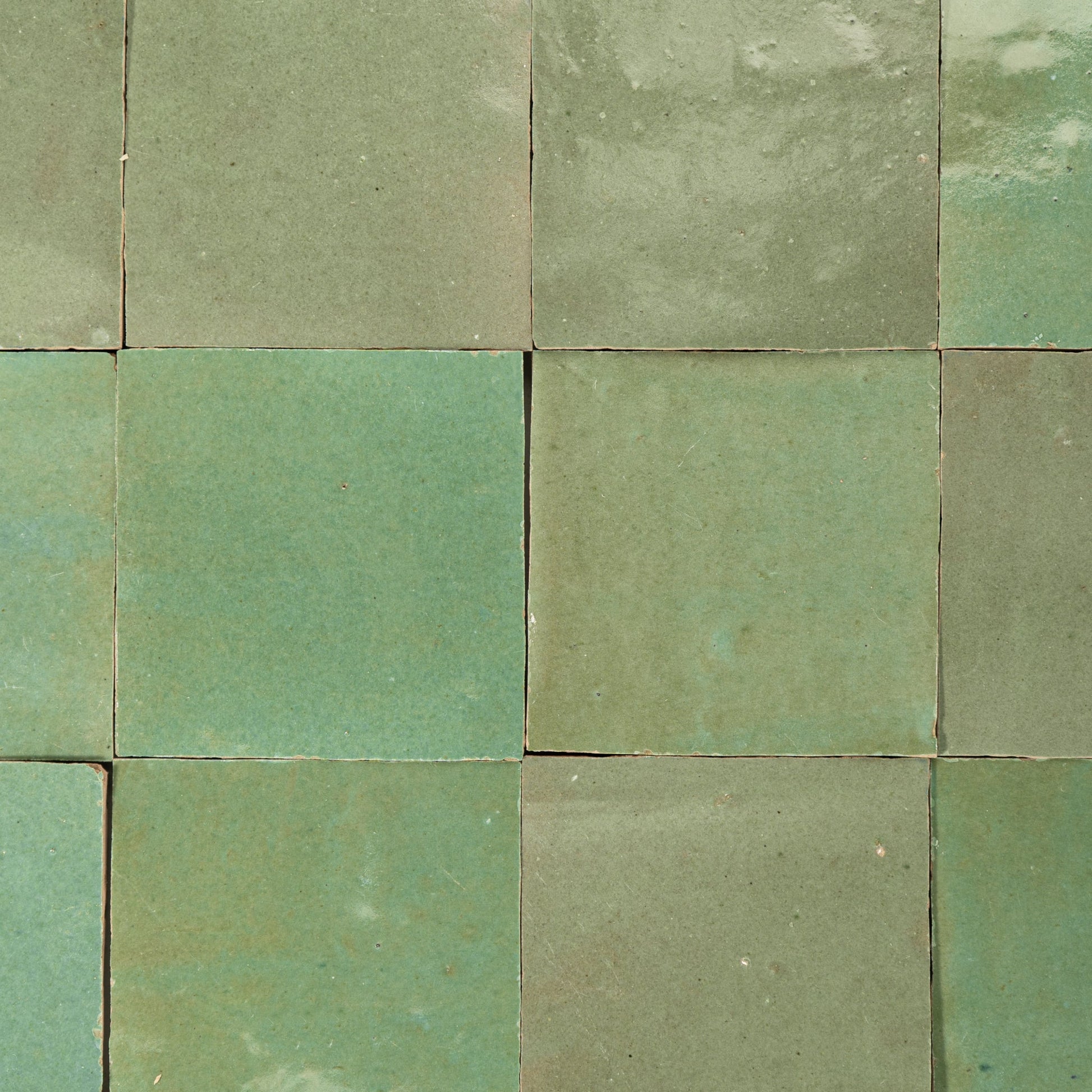 Handmade Moroccan Zellige 4x4 Asparagus Green Terracotta Tile - Cemento Collection