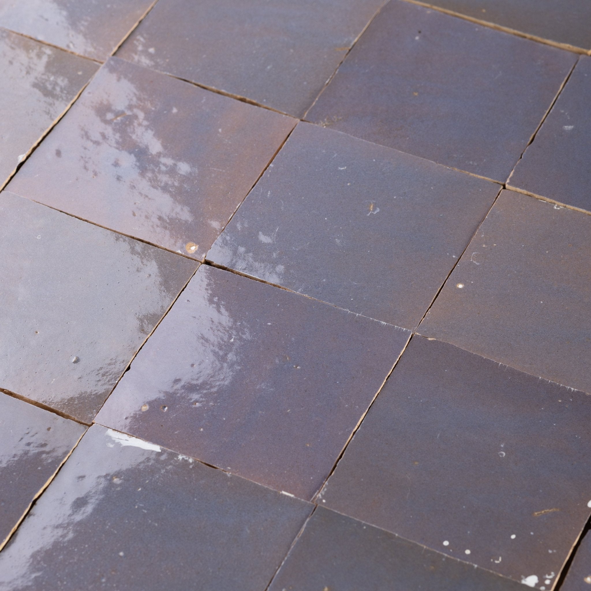 Handmade Moroccan Zellige 4x4 Aubergine Terracotta Tile | Cemento