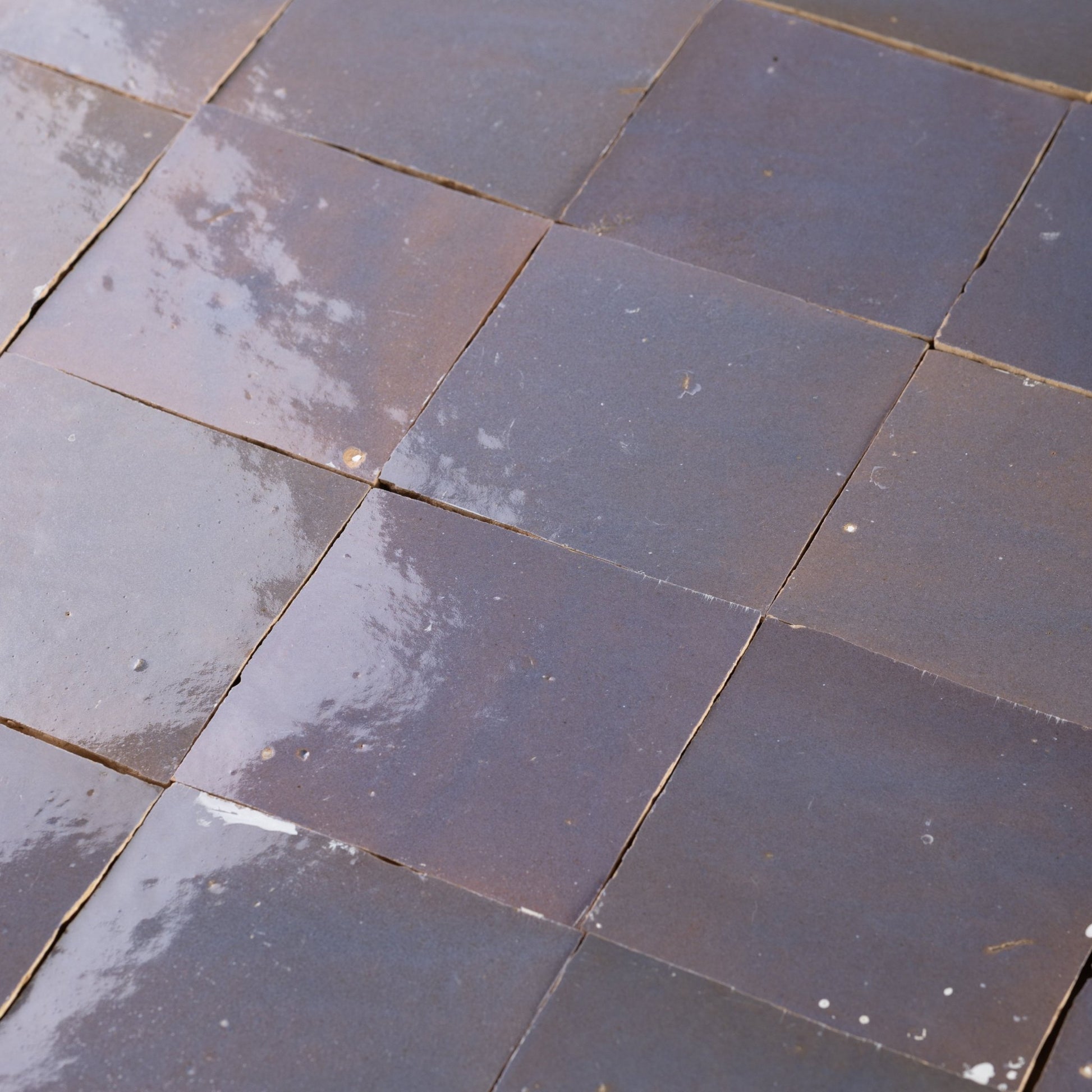 Handmade Moroccan Zellige 4x4 Aubergine Terracotta Tile - Cemento Collection